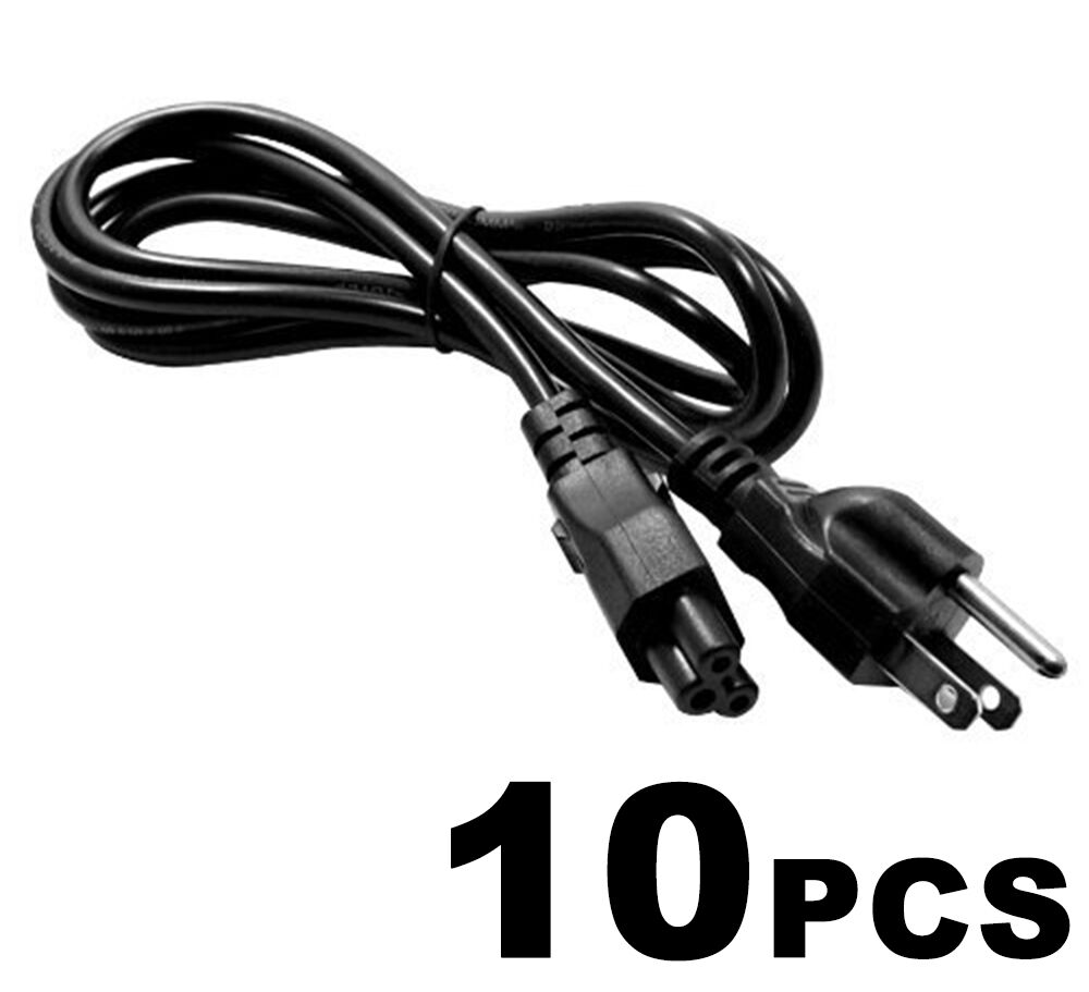 Lot of 10 PC 3-Prong Mickey Mouse AC Power Cord for Laptop PC Printers