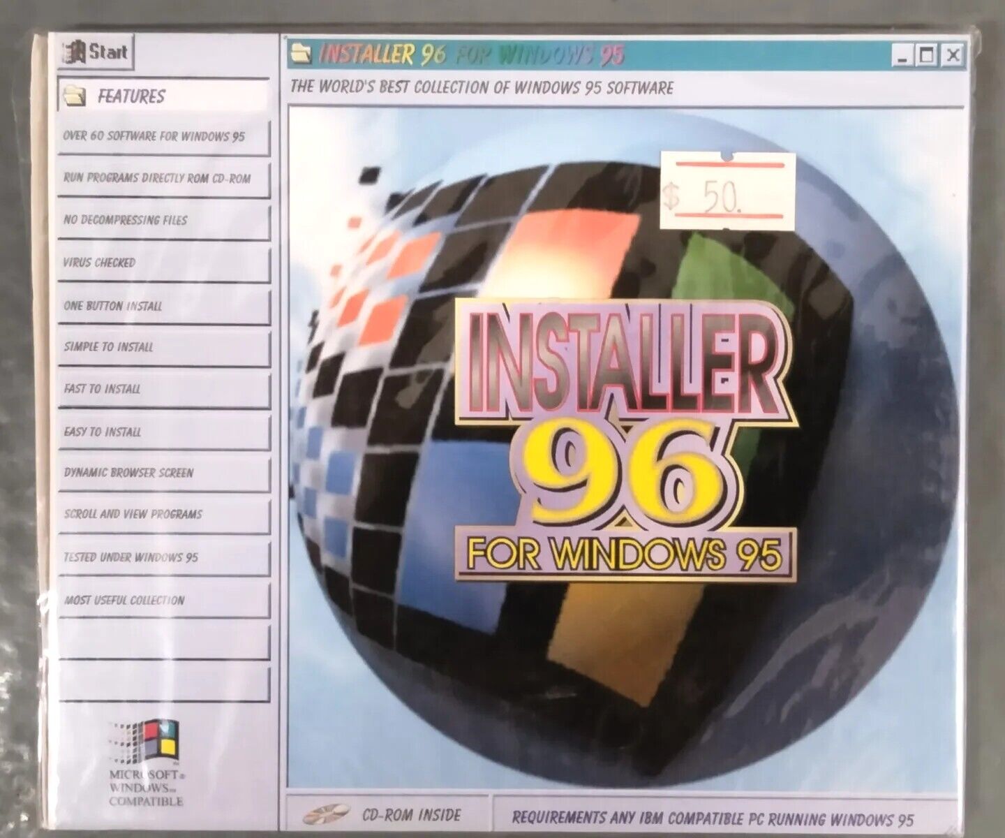 Installer 96 For Windows 95 (PC CD-ROM, 1995, Techwin) RARE OOP Vintage Software