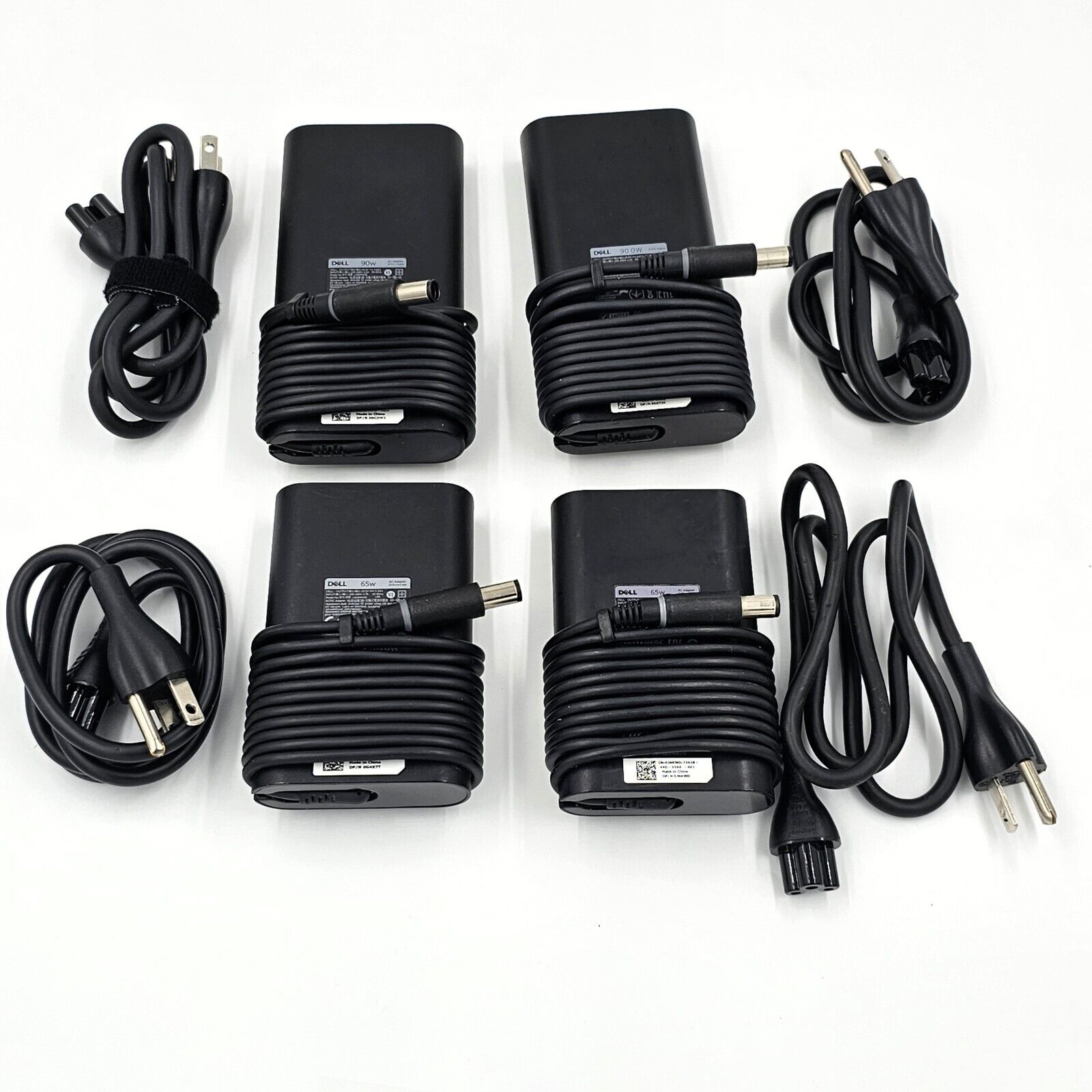 Lot of 4 DELL AC adapter Charger for laptop | 2X 65W | 2X 90W | Round Connector