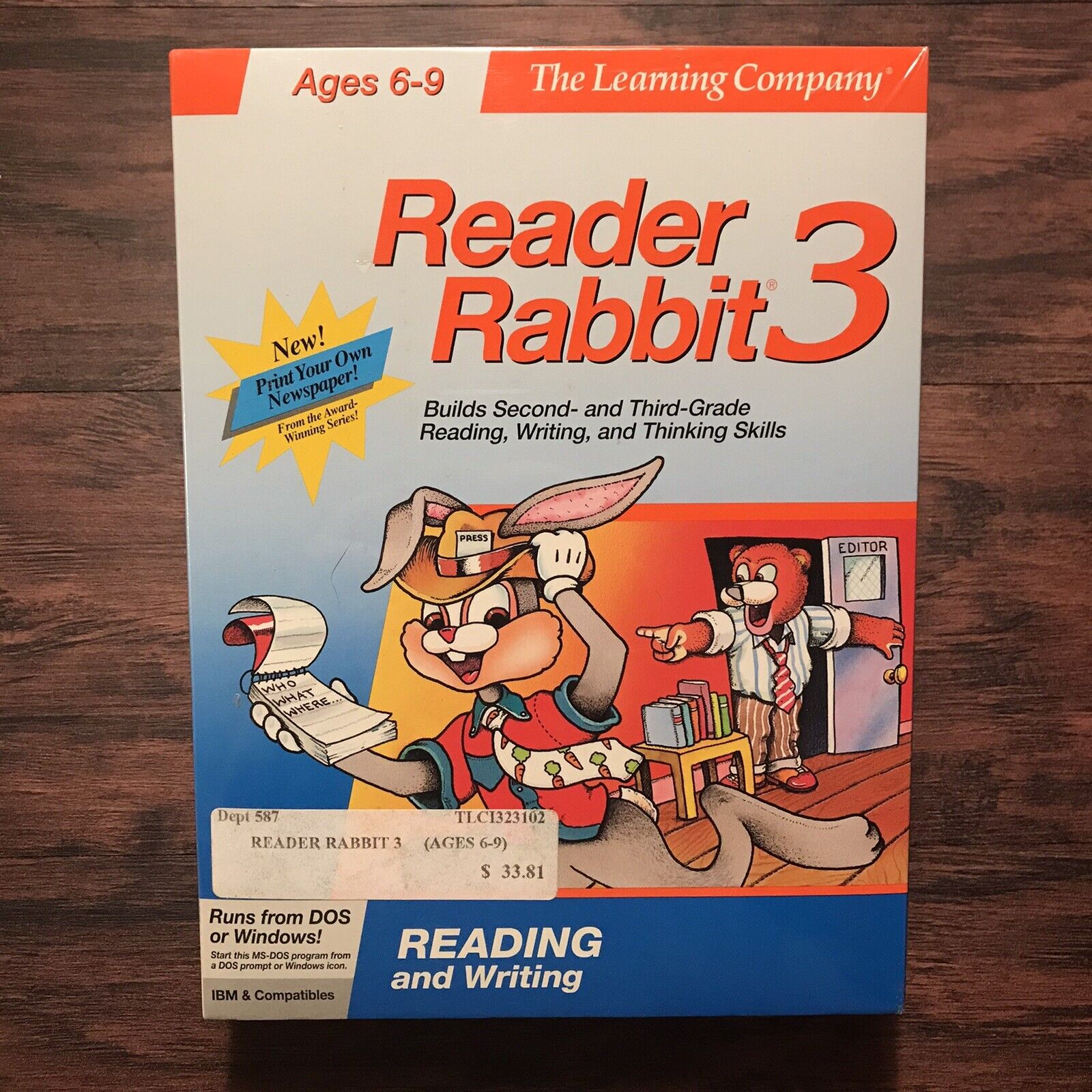 Reader Rabbit 3 The Learning Company Big Box Vintage PC Game NEW DOS & WIN