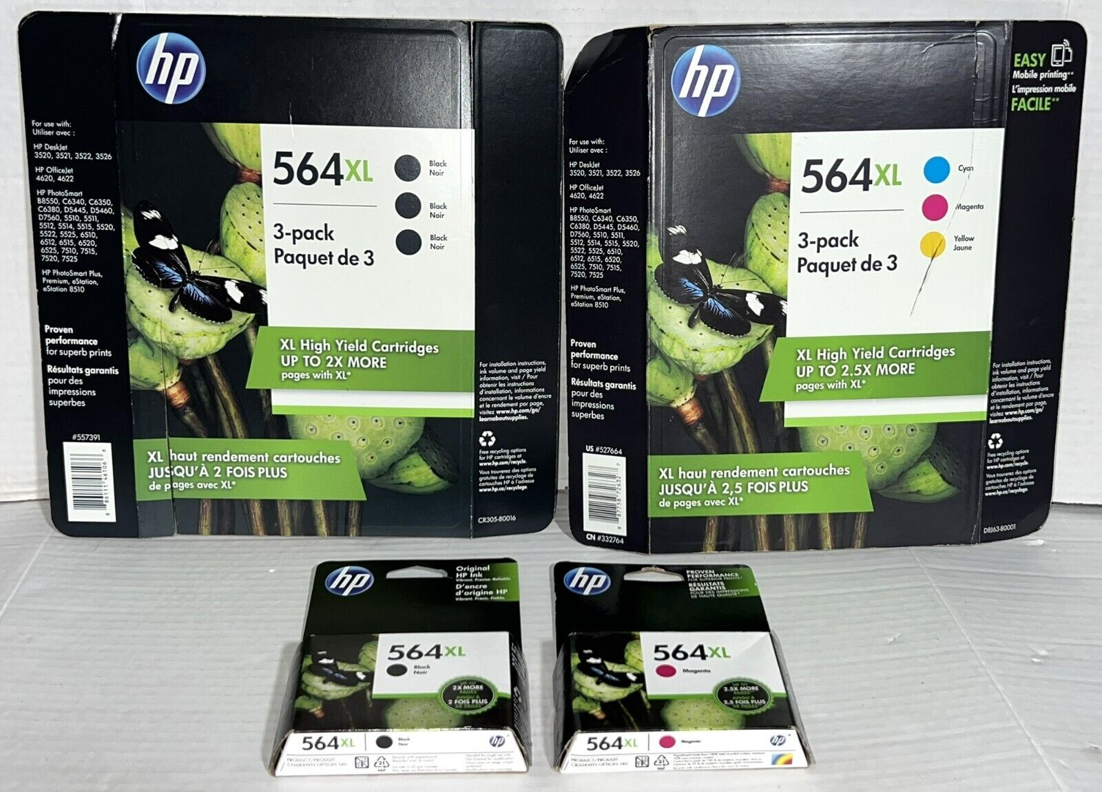 NEW HP 564XL 3 Black 2 Magenta Yellow High Yield Ink Inkjet Cartridge Combo Pack
