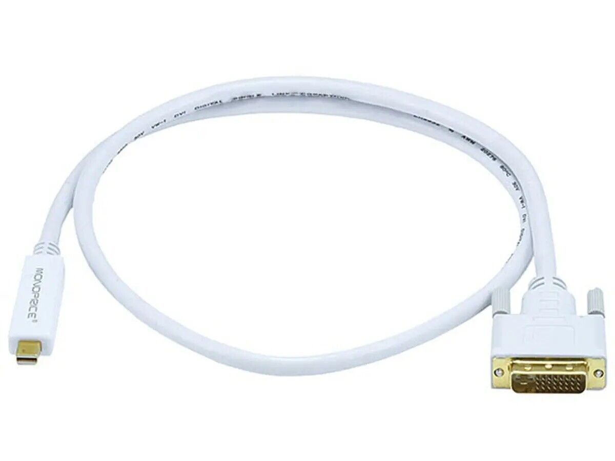 Monoprice (5998) 3 foot 32AWG Mini DisplayPort to DVI White Cable - Lot of 17