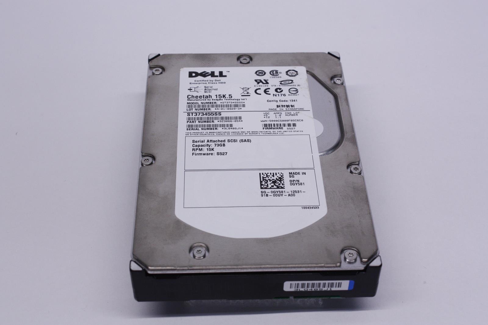 DELL SEAGATE 0GY581 ST373455SS 73GB 15K SAS 3.5 HDD