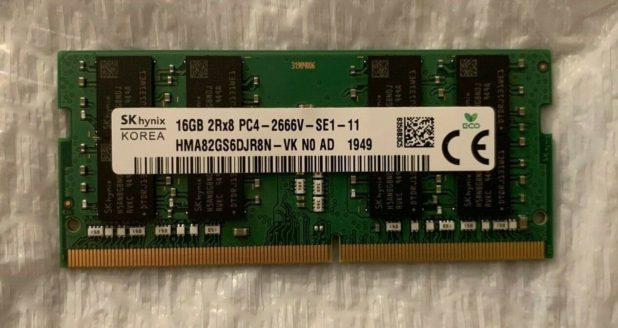 SK Hynix 16GB 2Rx8 PC4-2666V DDR4 1.2v CL19 SODIMM RAM