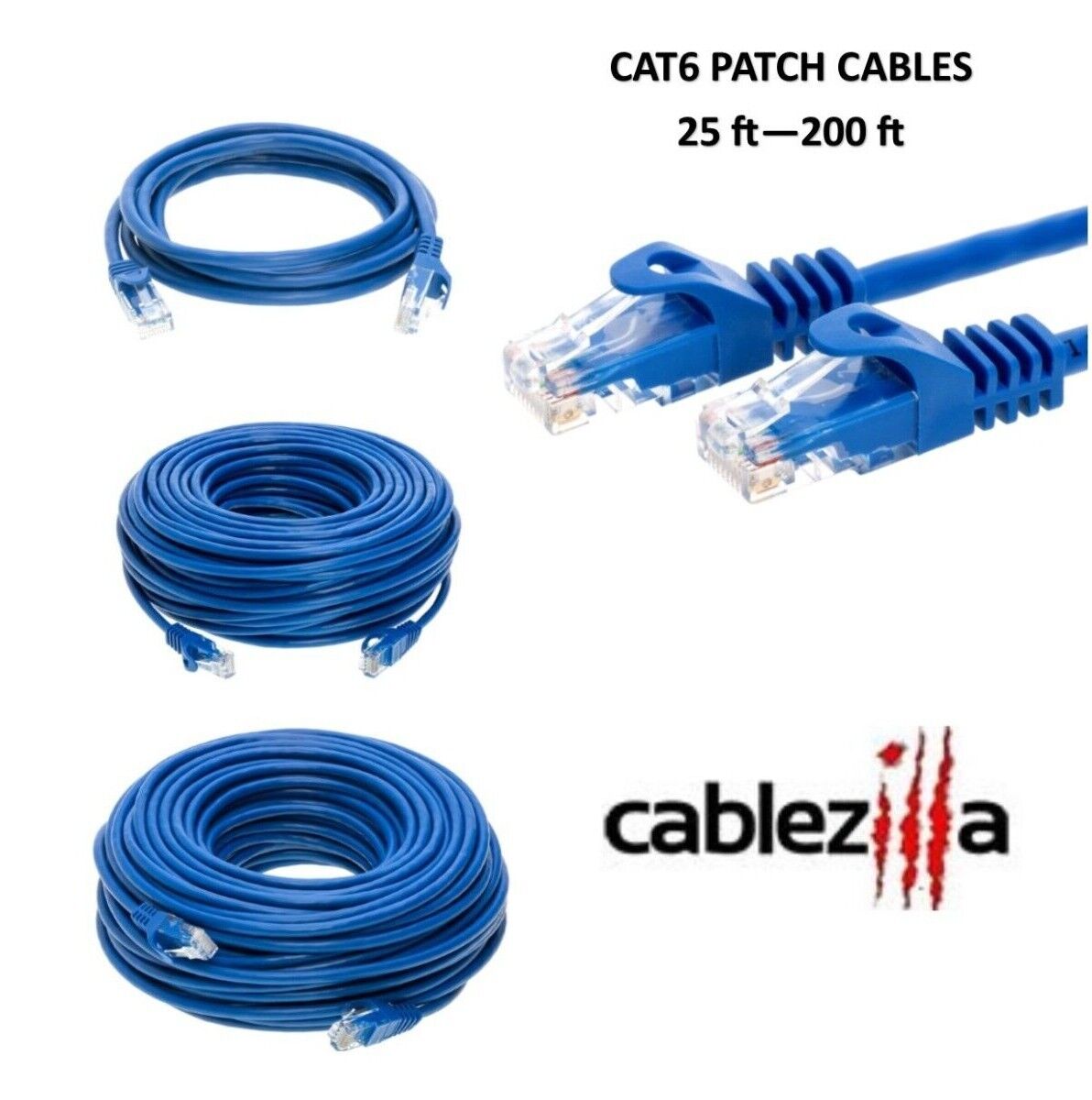 Cat6 Blue Patch Cord Network Cable Ethernet LAN RJ45 UTP 25FT- 200FT Multi LOT