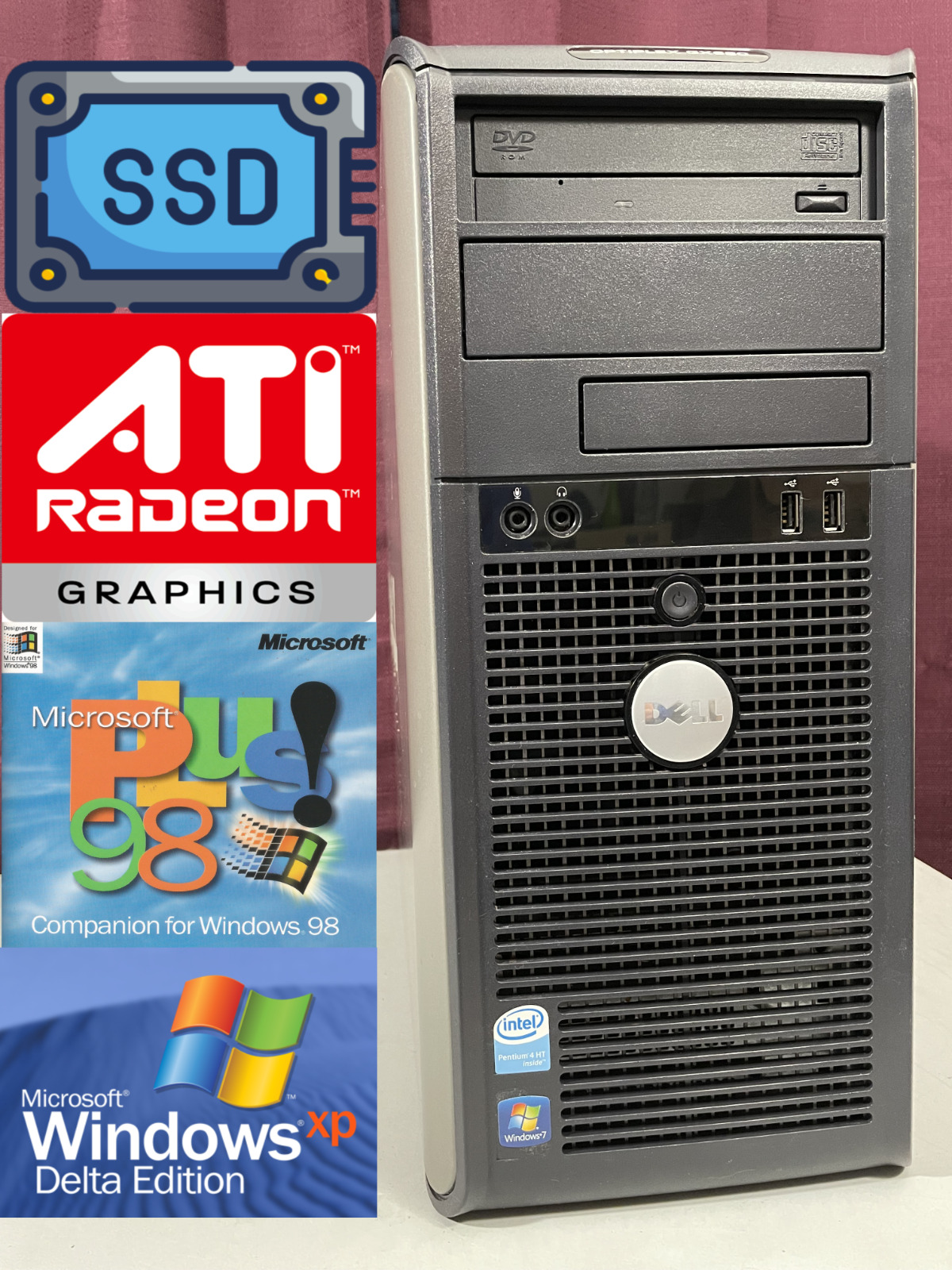 *RESTORED w/ SSD* DUAL BOOT Windows 98 SE Plus / Windows XP Vintage Retro PC