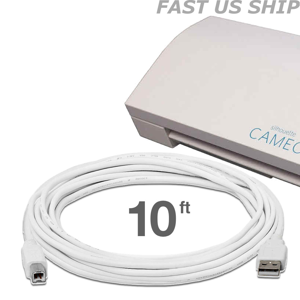 Longer 10ft Quality White Lead Wire Cord USB Cable for Silhouette Cameo 3