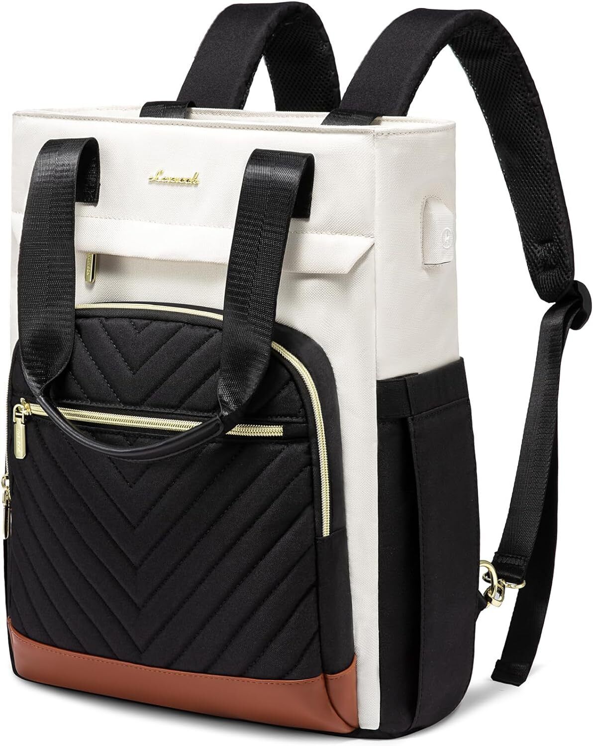 LOVEVOOK Laptop Backpack for Women, 15.6 Inch 15.6inch, Beige&black&brown-m 