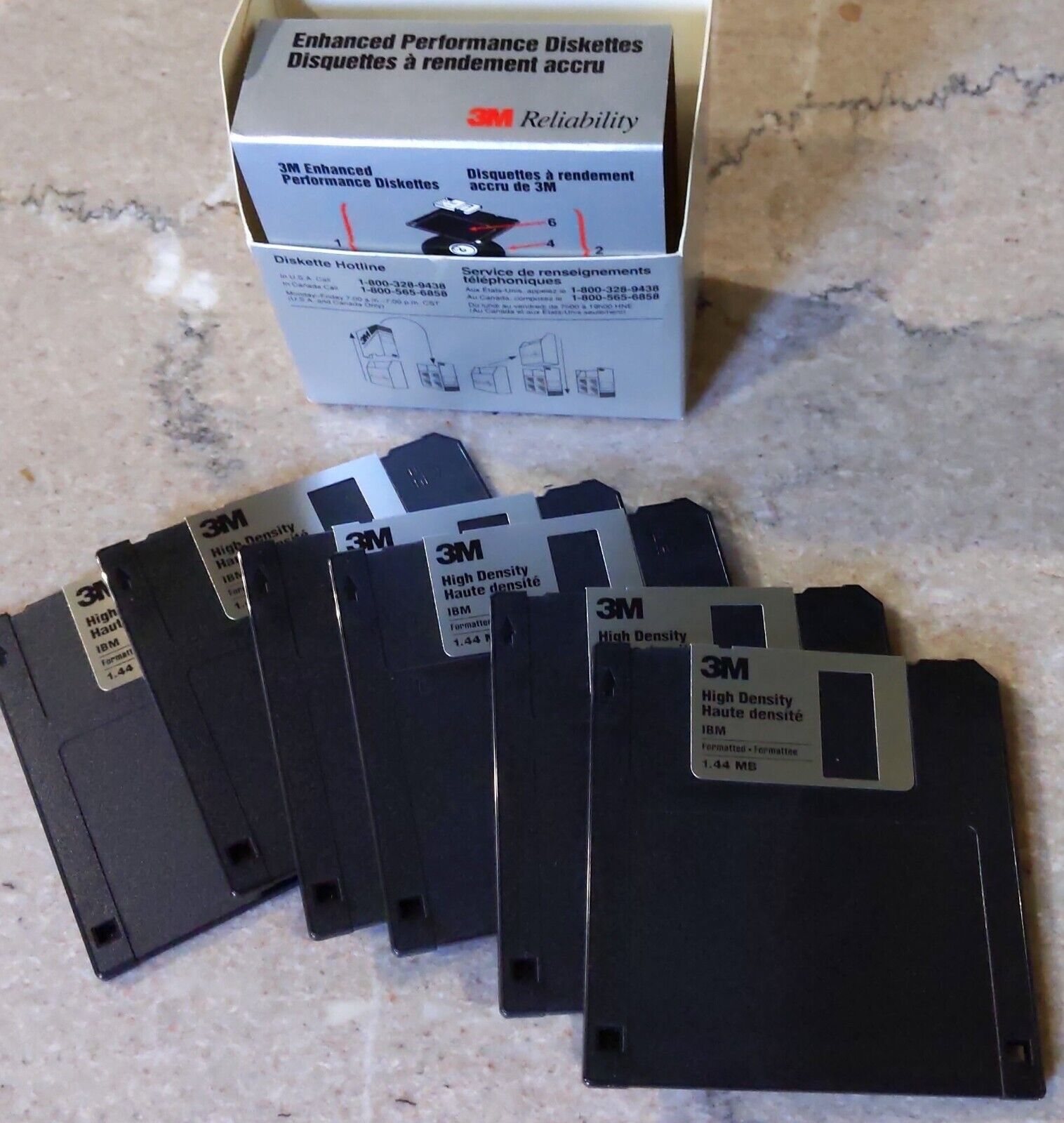 Set of Six New 3M Enhanced Performance Diskettes (1994), opened package