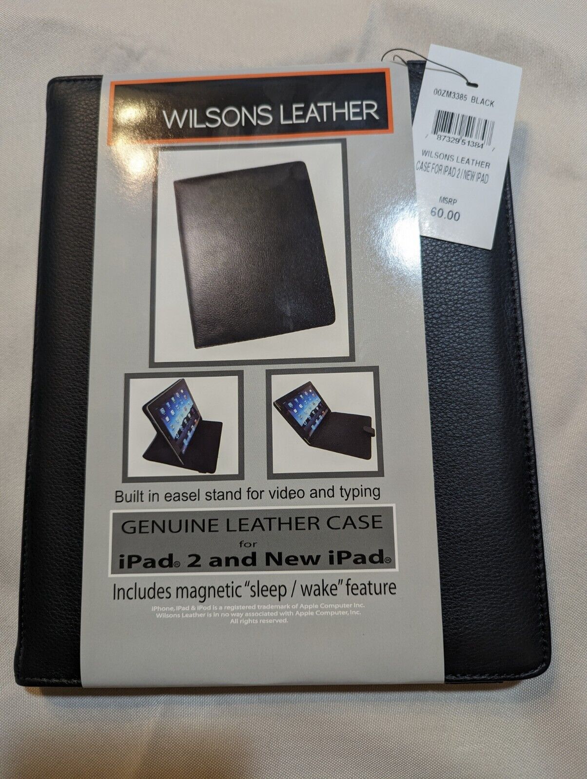 Wilson's Genuine Leather Case iPad 2, 3, 4 Generation Black Sleep/Wake 9.5x7.25