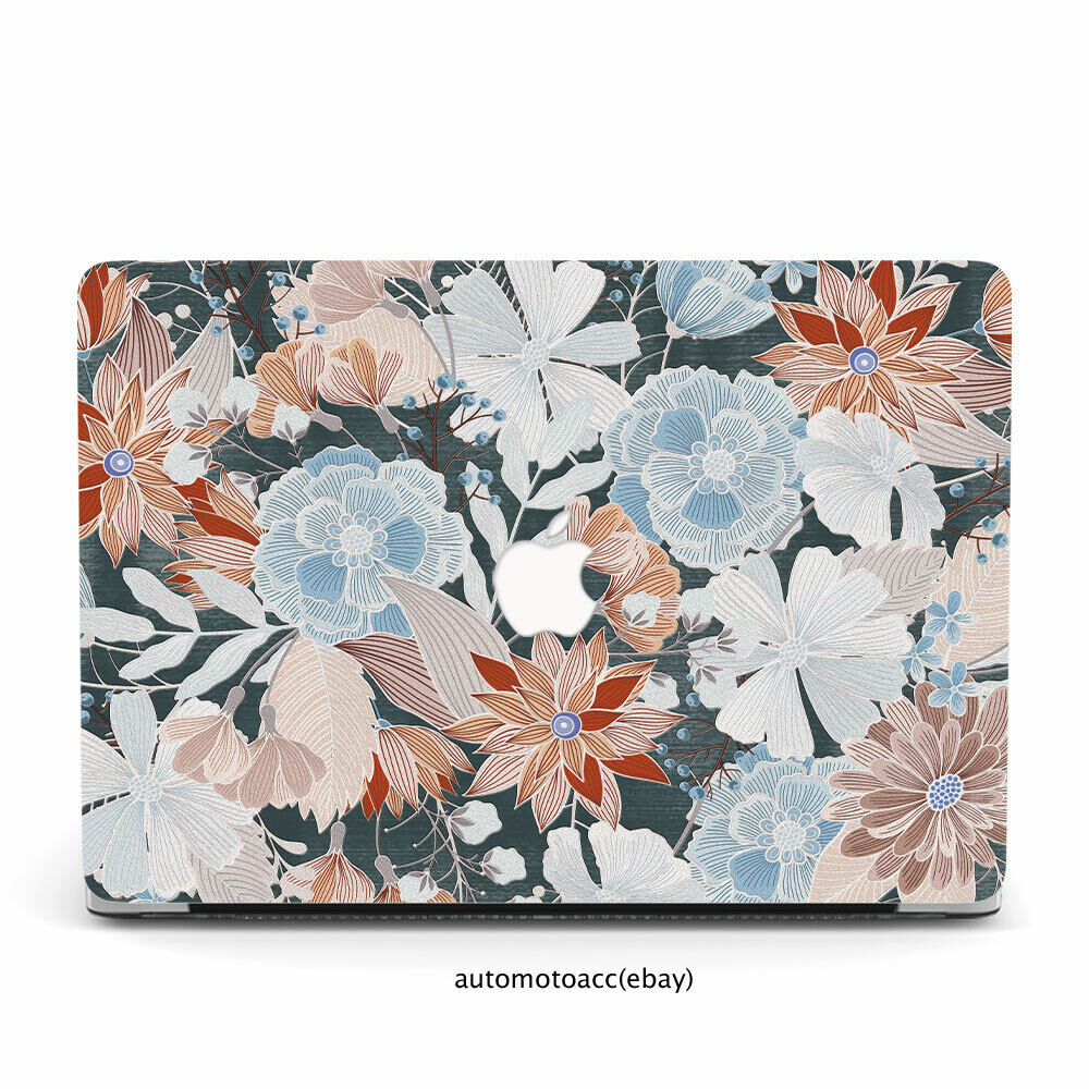 2in1 Vintage Embroider Flower Hard Case For Macbook Pro 14 16 15 13 Air 11 12 in