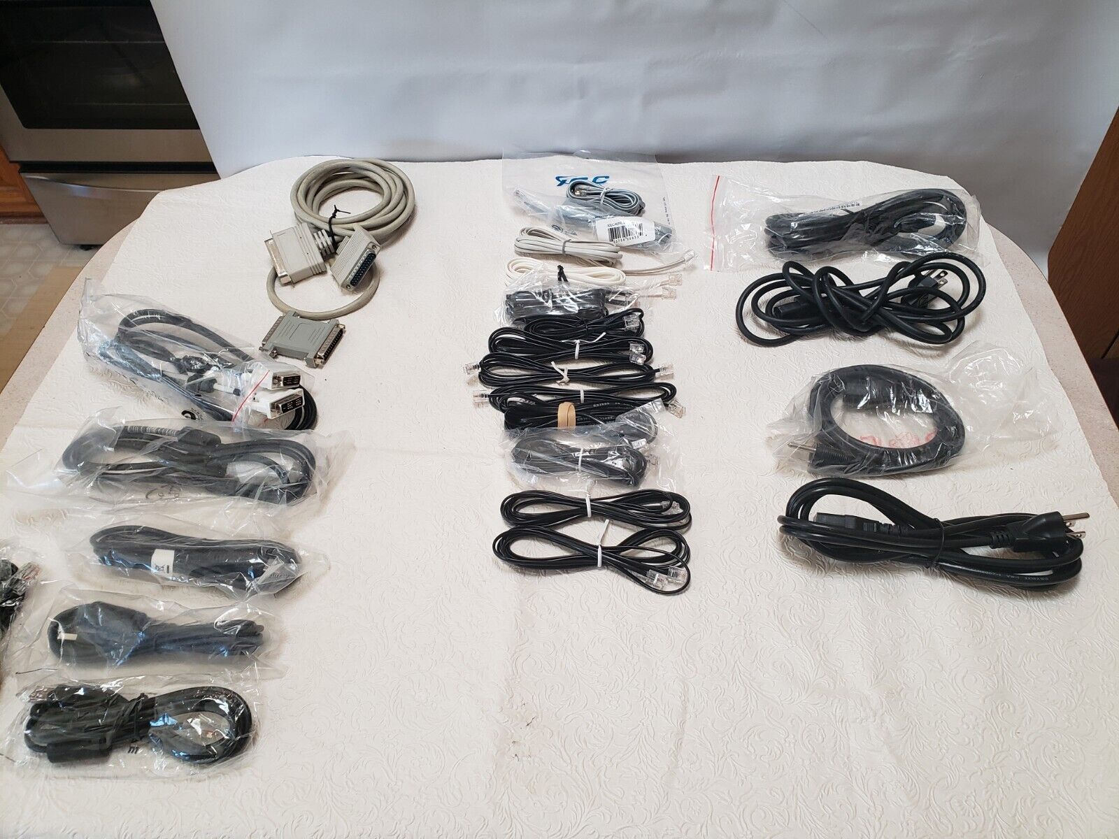 Lot Of 25 Vintage Computer & Printer Cables, Power Cards, USB Plugs, SEE PHOTOS 