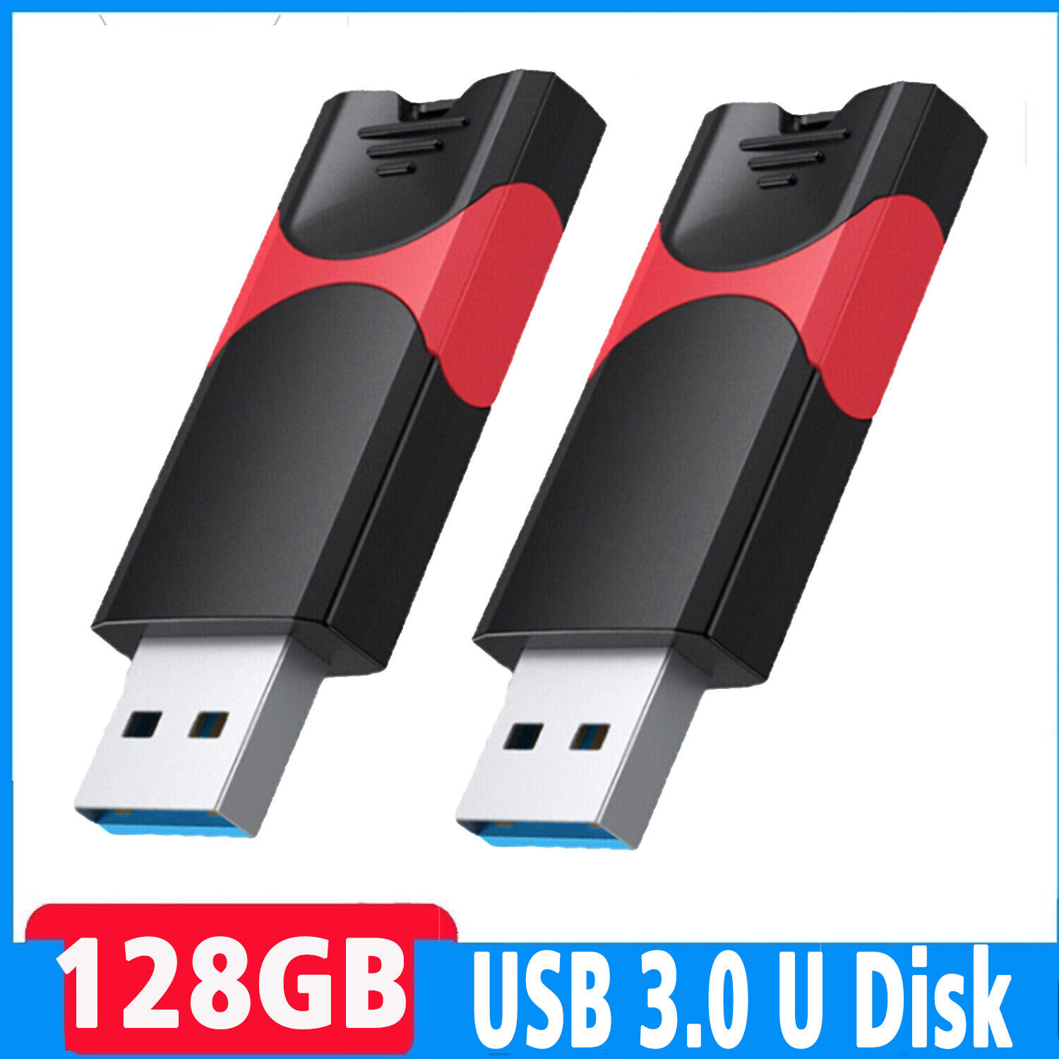 2x 128 GB USB 3.0 Flash Drive Thumb Drive Retractable Pen Drive for Data Storage