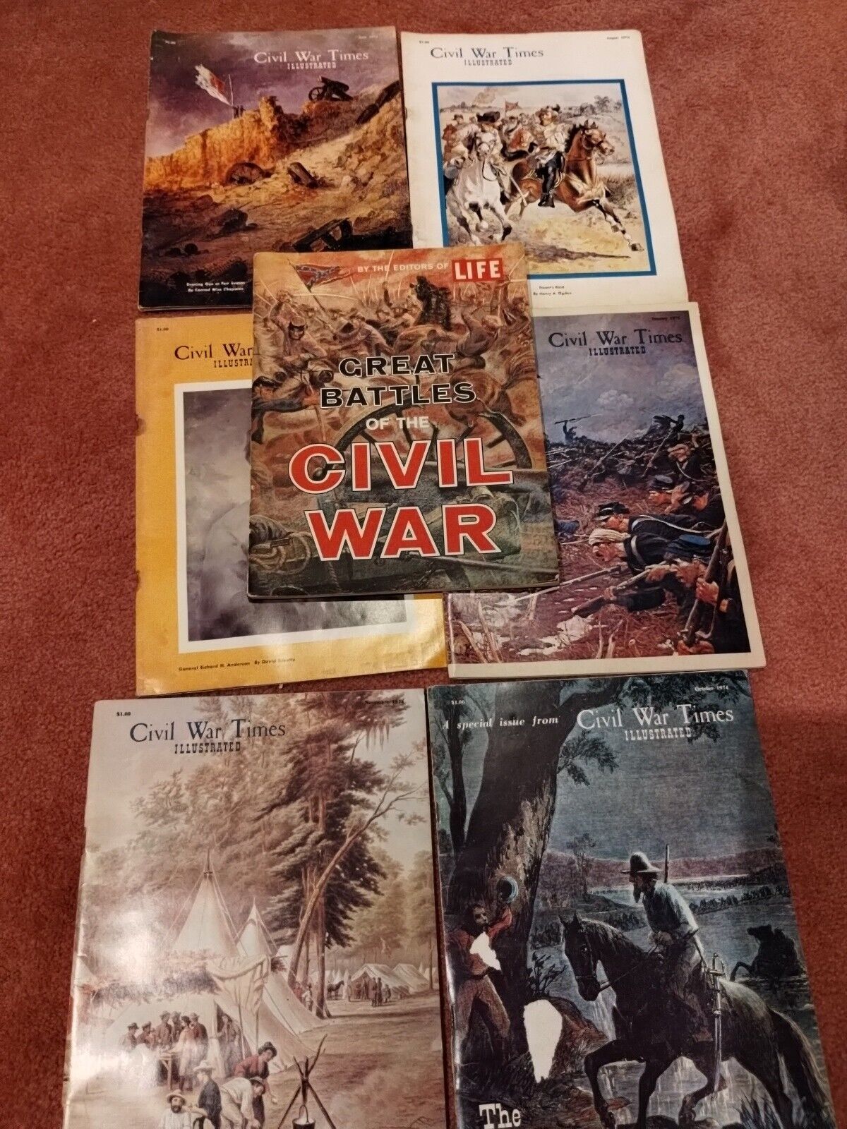 Lot of 6 Civil War Times Illustrated Magazine 1975, 1 Great Batlles of Civil War