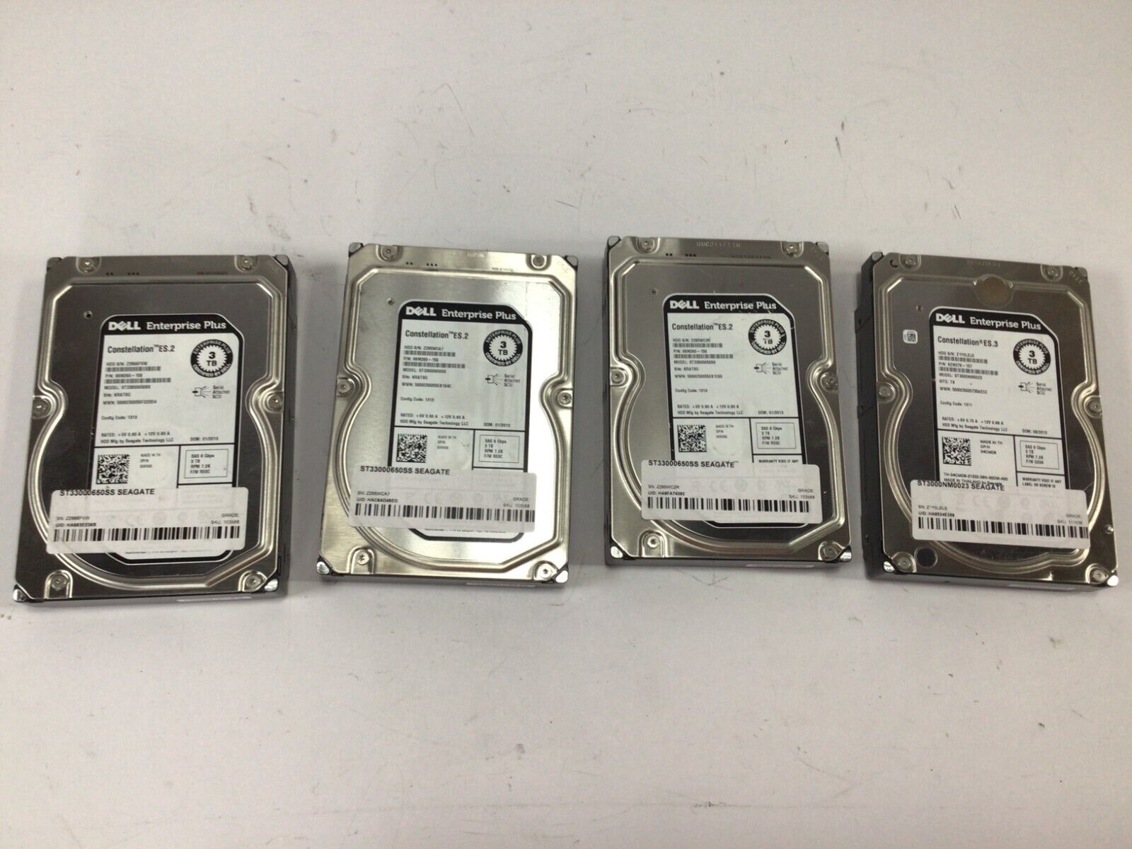 Lot of 4 - Dell/Seagate Constellation ST3000NM0023 3TB 7.2k 6Gbps SAS Hard Drive