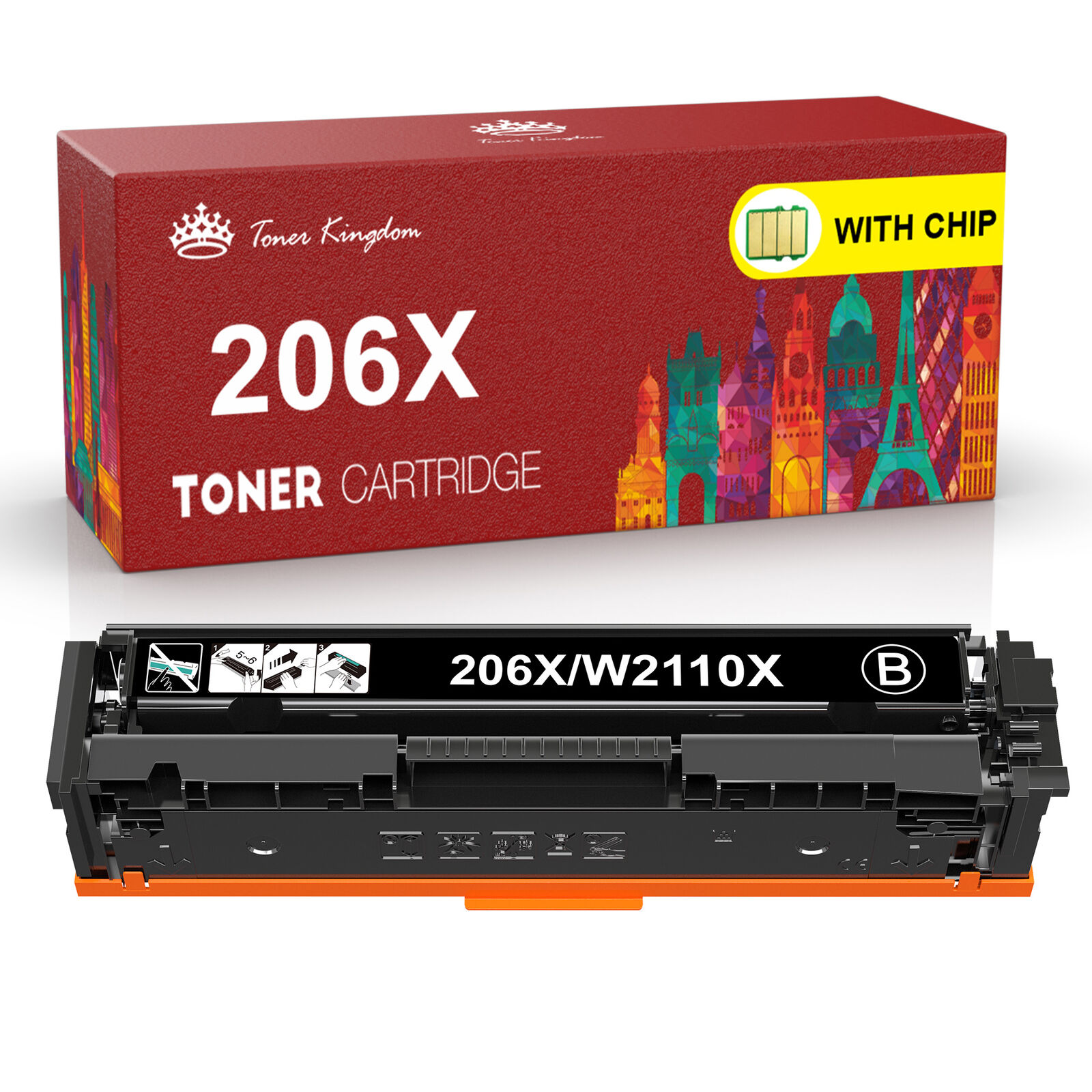 Toner Compatible For HP 206A W2110A 206X W2110X MFP M283fdw Pro M255dw M282 Lot