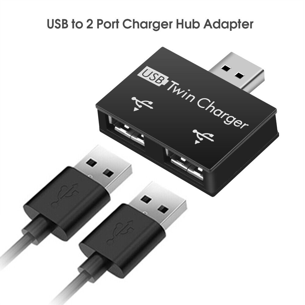 USB Male to Twin Charger Dual 2 Port USB Charging Splitter Hub Adapter Converter