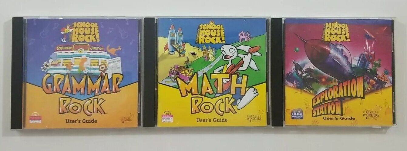 Schoolhouse Rock PC CD Lot - Grammar Rock - Math Rock - Exploration Station