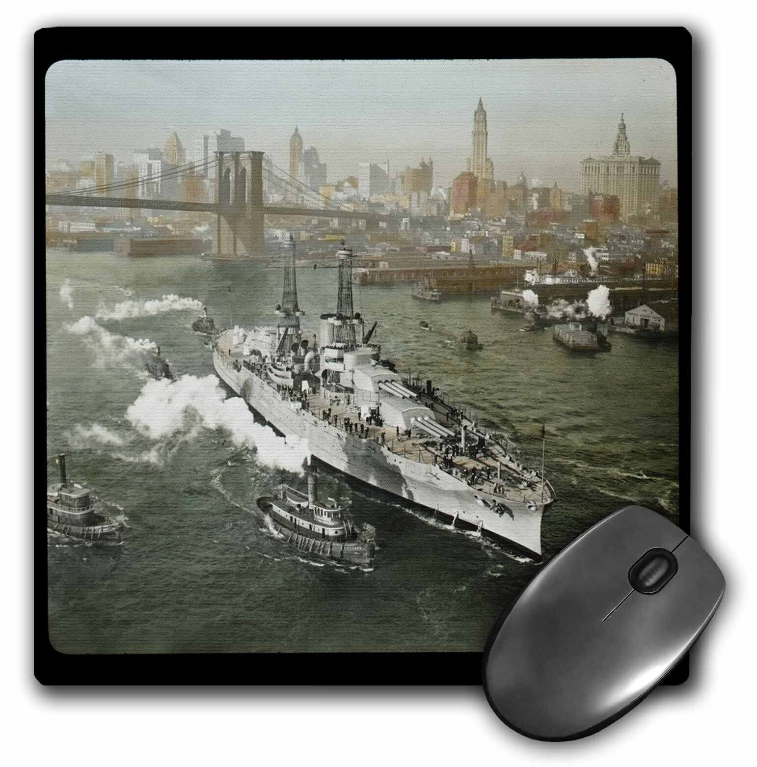 3dRose World War II American Battleship on the Hudson River New York City MouseP