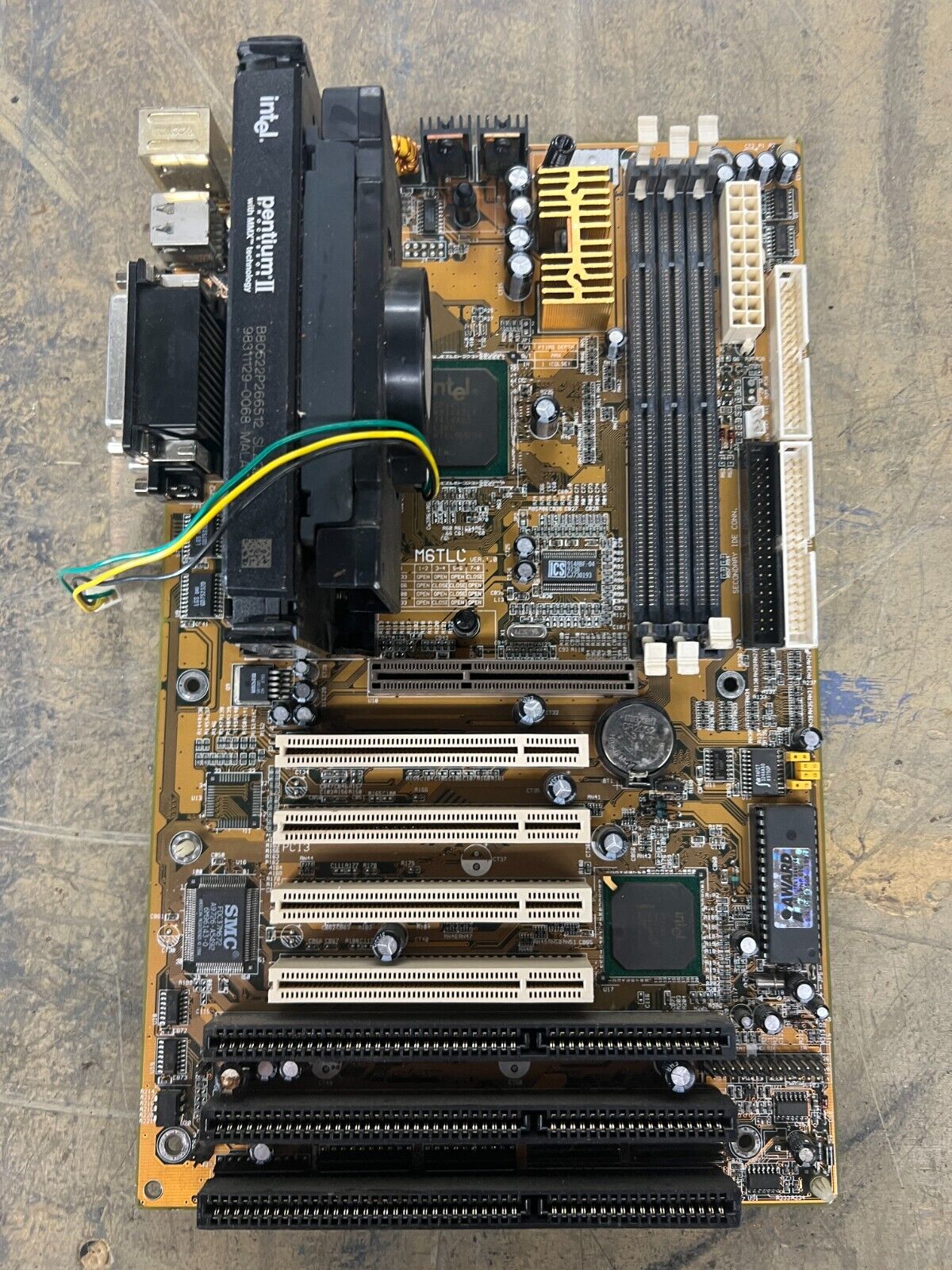 Vintage Biostar M6TLC Slot 1 Motherboard w/ Pentium II CPU