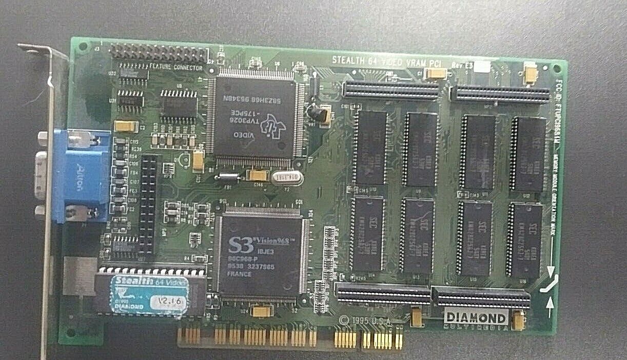 Diamond Stealth 64 Video Graphics Card with Memory Module Rev S3 1995 Vintage 