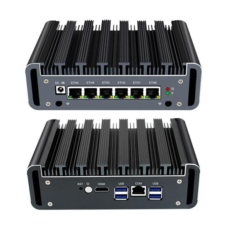 Fanless mini compute 3865U 6 LAN firewall PC soft router support pFsense 