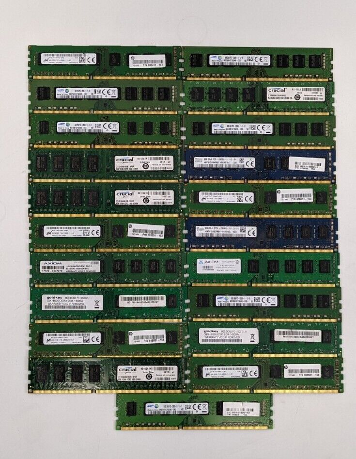 Lot Of (21) Mixed  8GB 2Rx8 PC3-12800U Memory RAM