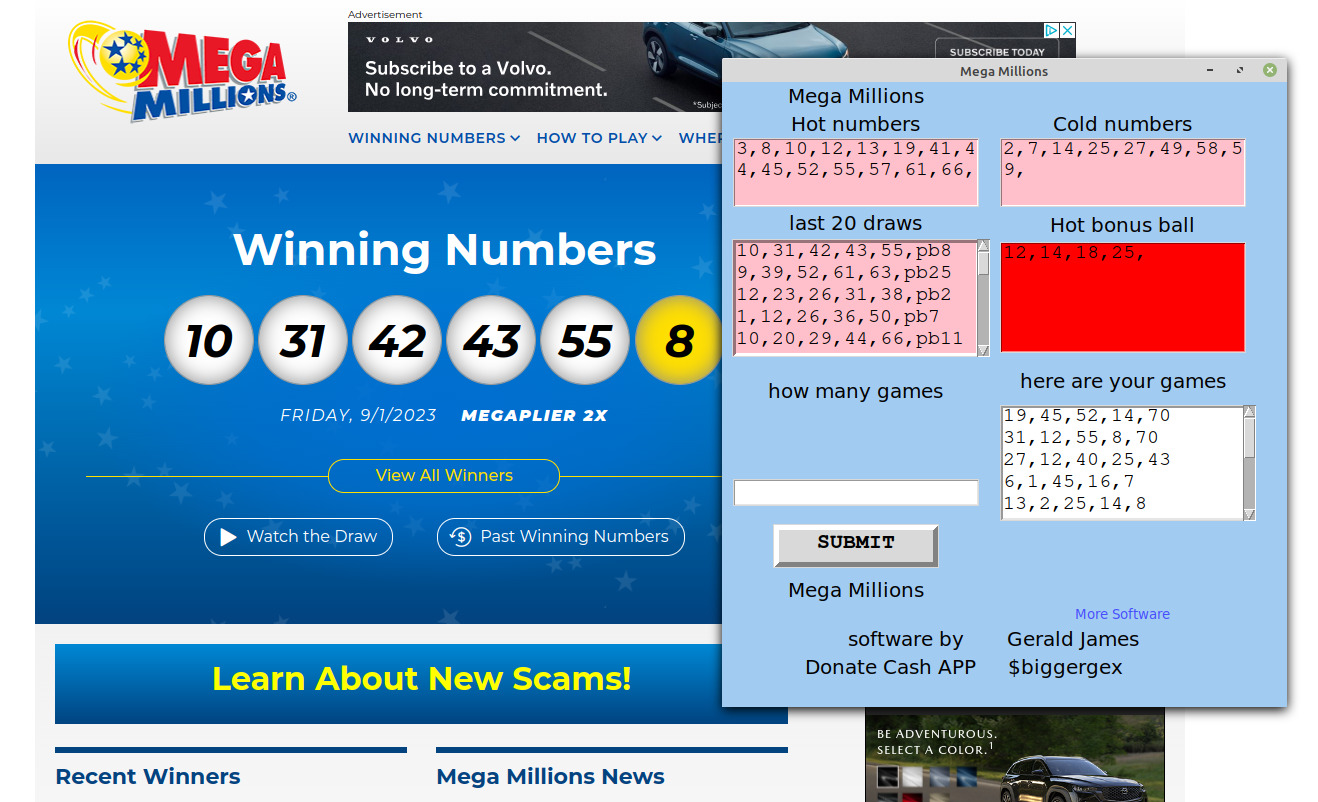 Mega Million Lottery Numbers software DVD for Windows 7 & 8 & 10