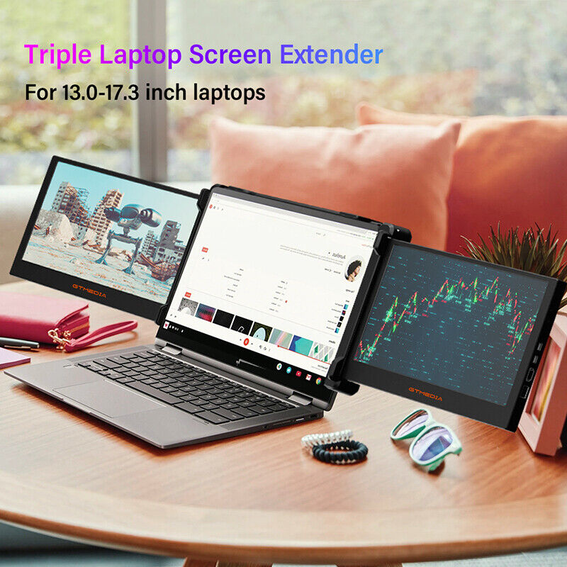  Portable Triple Dual Monitor for 13-17,3 Inches Laptops 11,6'' FHD IPS Screen