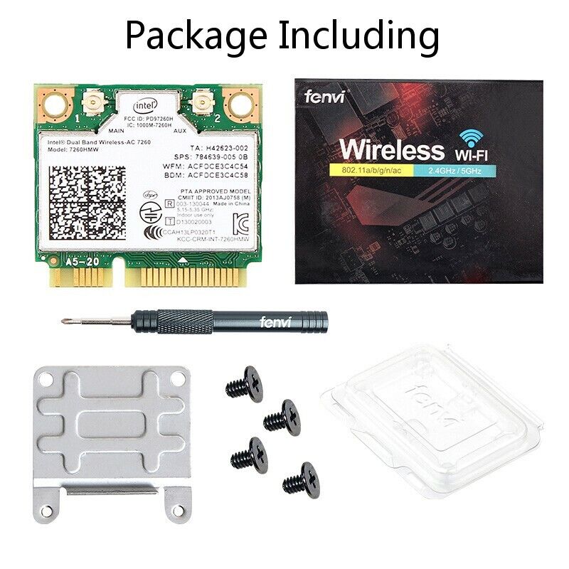 50pcs Intel Wireless-AC 7260HMW Mini PCIe WiFi Card 2.4G/5Ghz BT4.0 Network Card