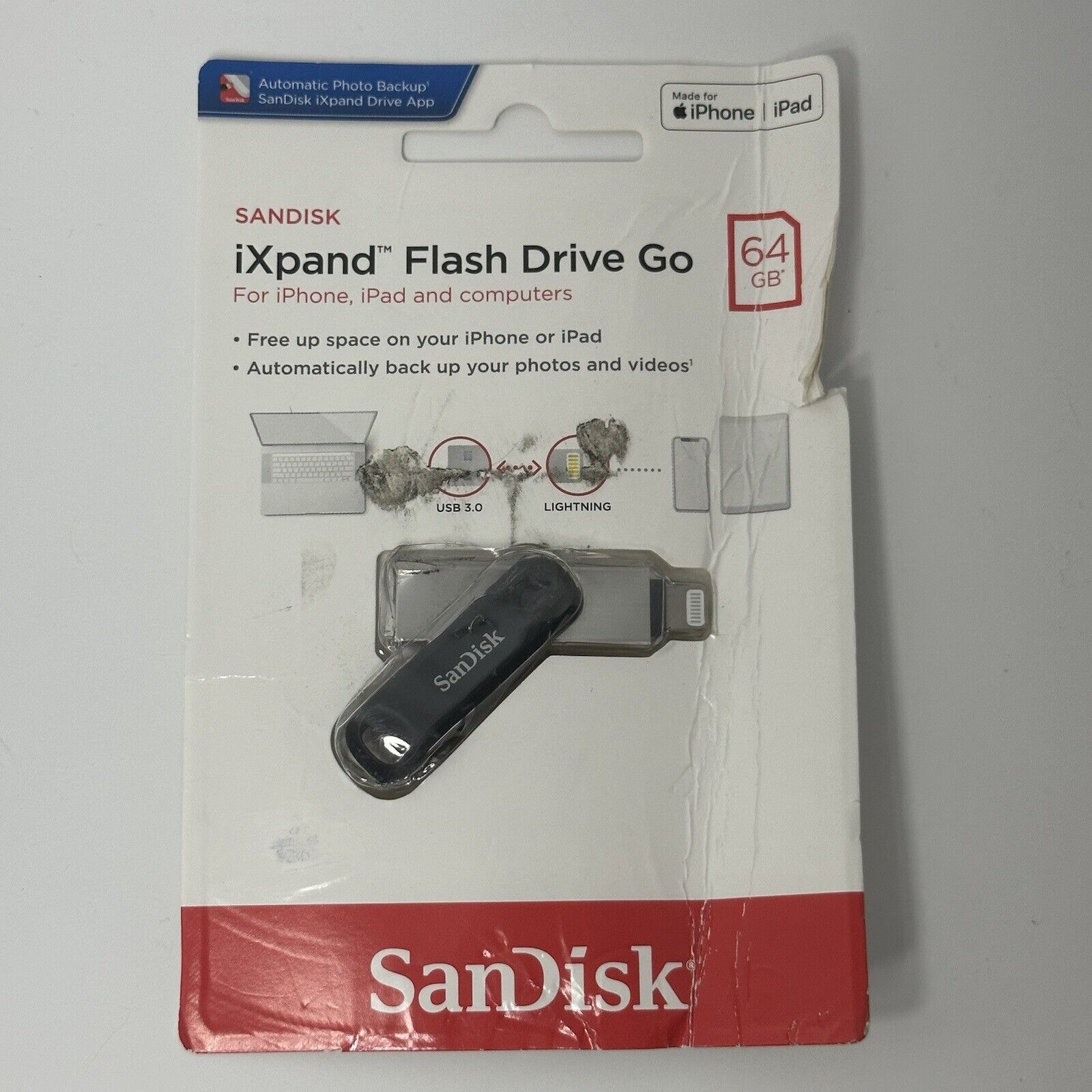SanDisk 64G iXpand GO OTG Flash Drive iPhone / iPad Dual Drive USB-A & Lightning