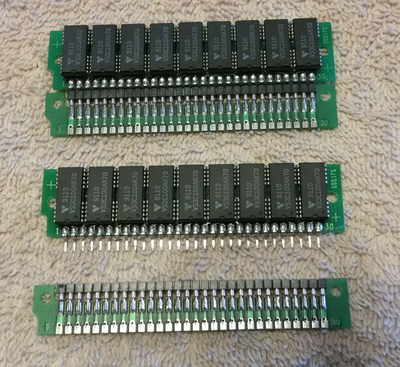 9 chip SIPP Memory Stick 30-pin 1MB RAM -7 -70 (1024K) + simm adapter