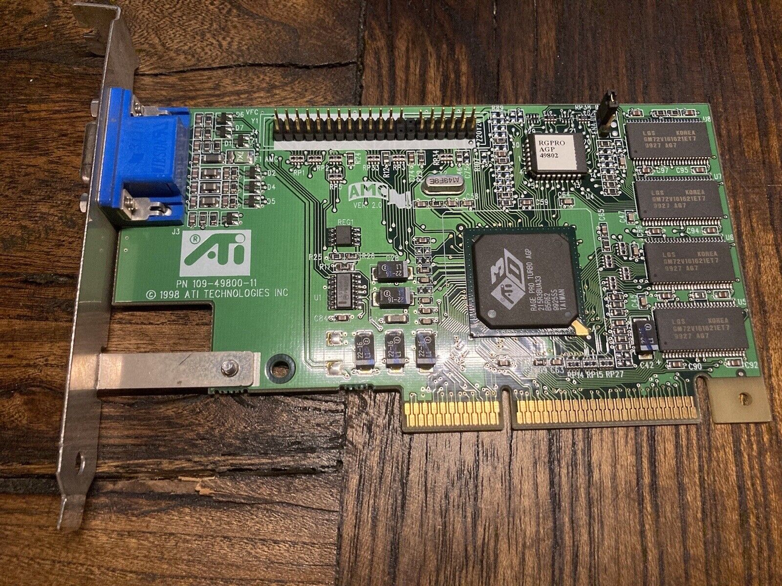 Vintage ATI AGP video card Rage Turbo Pro 8MB from 1998