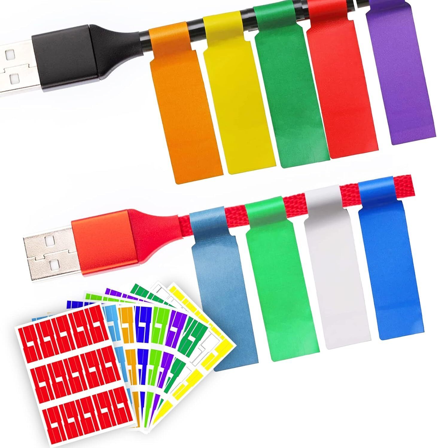 270 PCS Cable Labels 9 Colors Waterproof Tags Wire Can Write On for Laser Printe