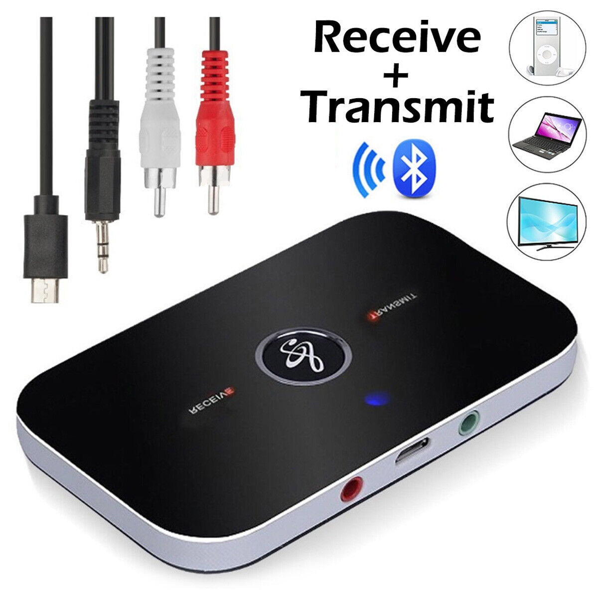 2 in1 Bluetooth receiver and transmitter RCA to 3.5mm adapter for old speaker TV