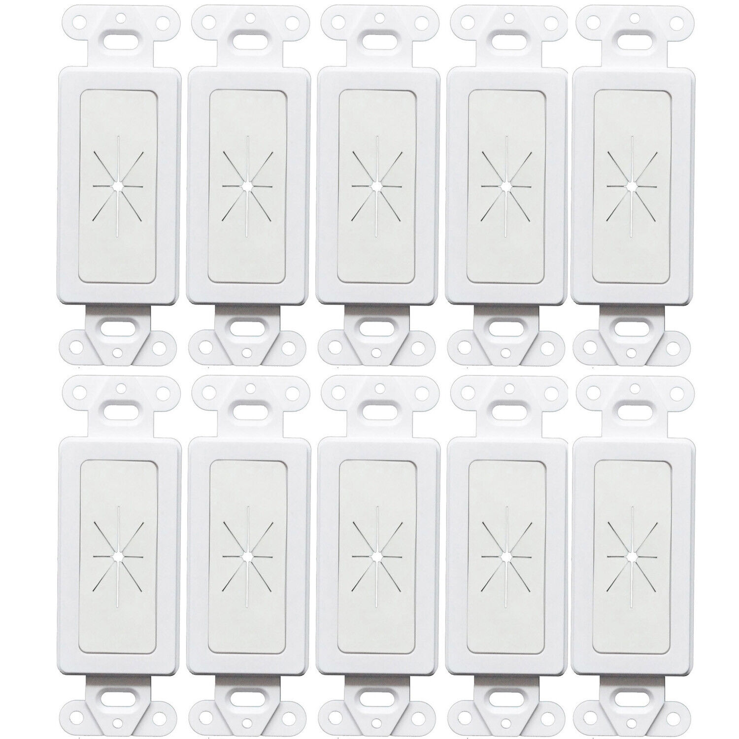 Decora Wall Plate 1-Gang Insert with Flexible Rubber Opening White (10 pack)