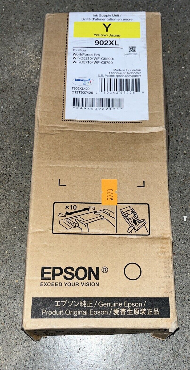 OEM Epson DURABrite Ultra Ink 902XL Yellow Ink For Workforce PRO EXP 2027 SEALED