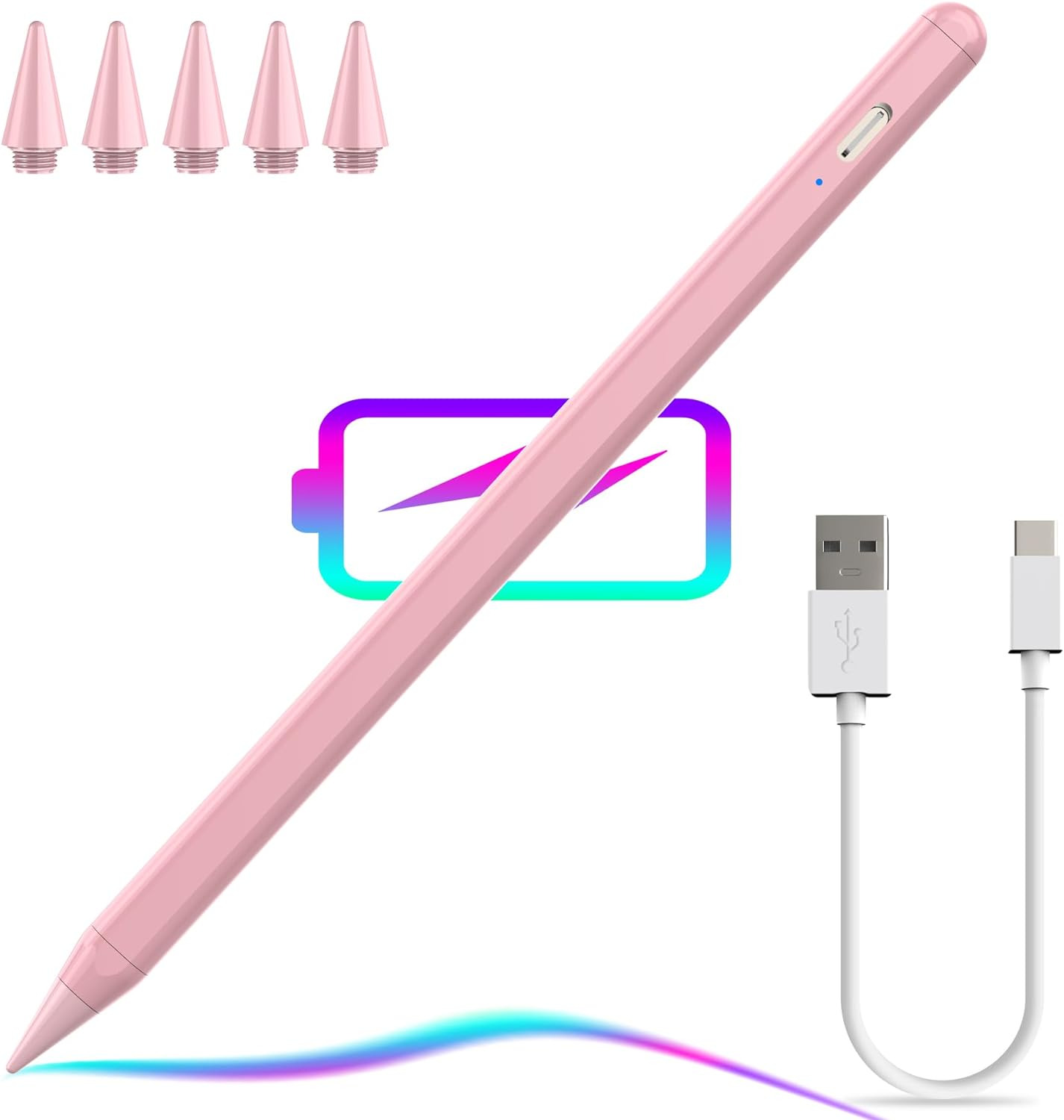 Stylus Pen for Ipad 2.5X Quick Charge,5 Durable Tips,Compatible with Ipad 10Th 9