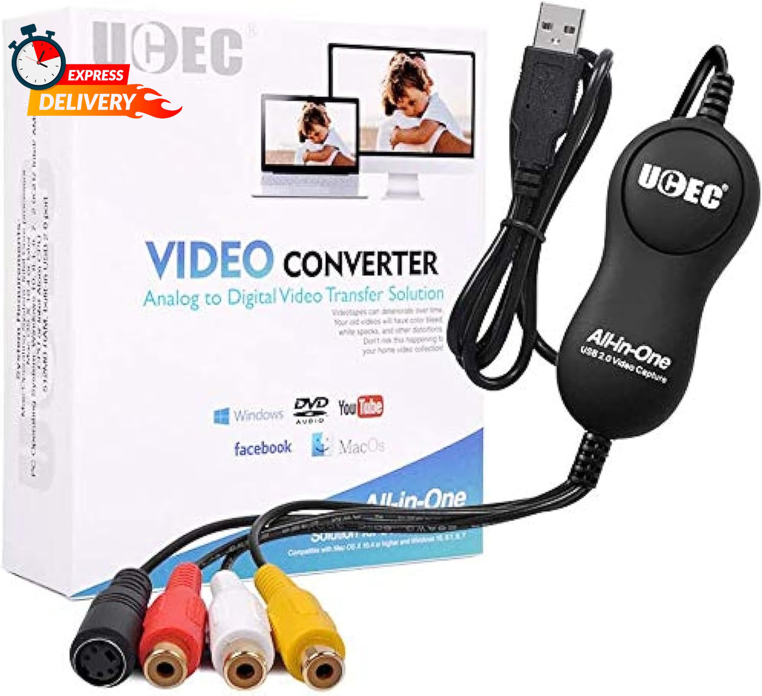 USB 2.0 Video Capture Card Device, VHS VCR TV to DVD Converter for Mac