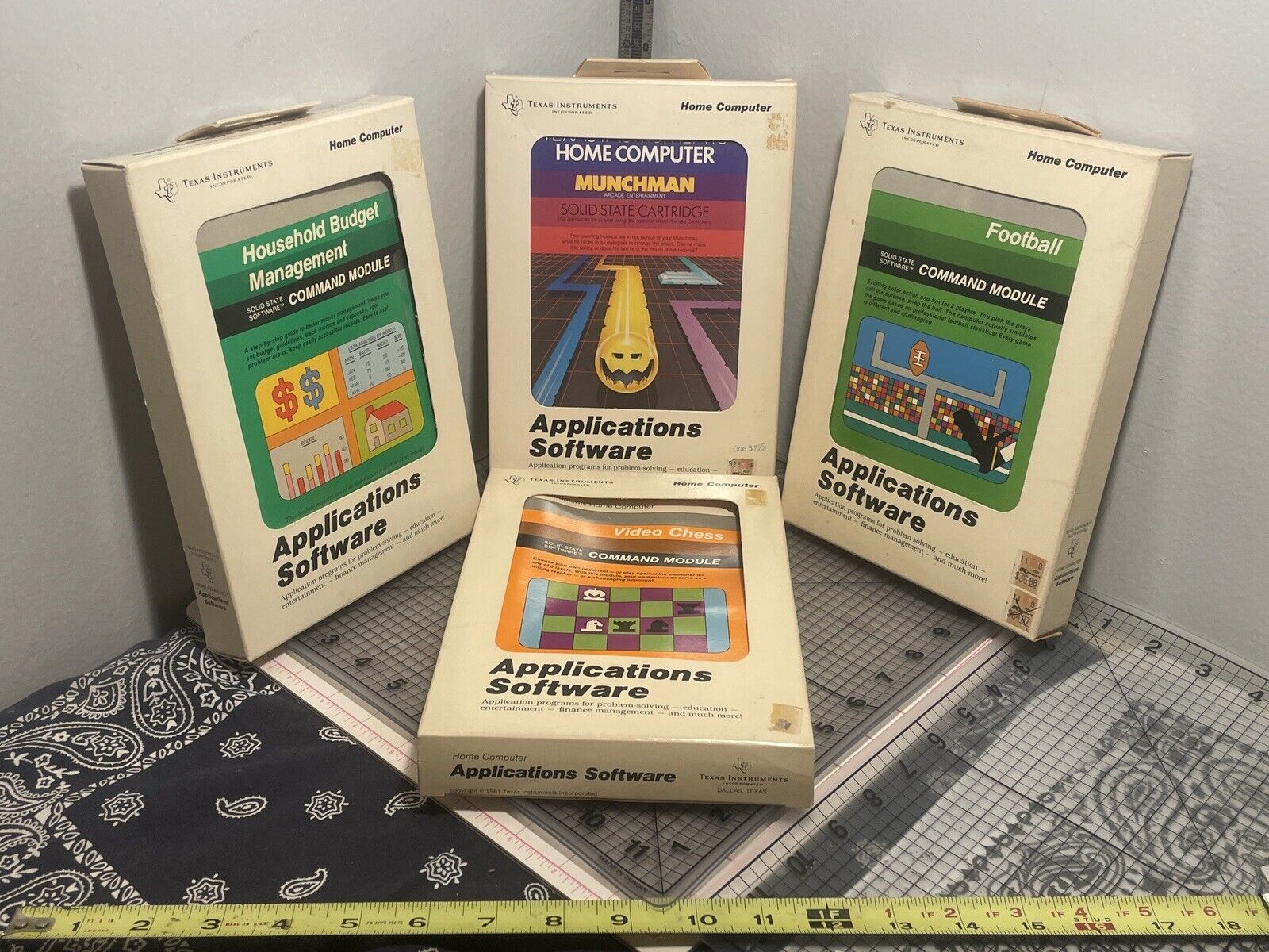 Munchman Football Chess Texas Instruments Computer Video Game 4 Games in Box Lot