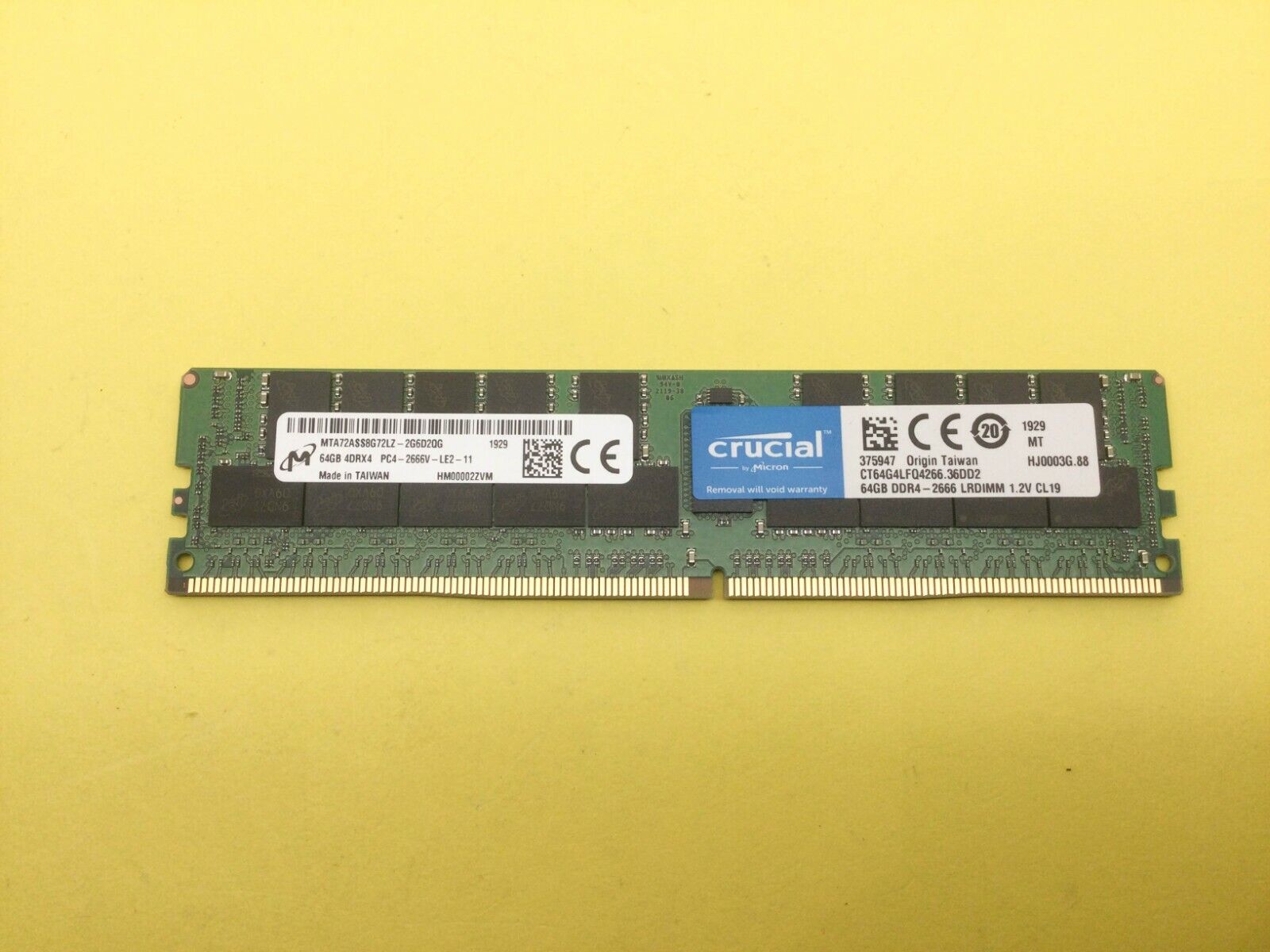 MICRON 64GB 4DRX4 PC4-2666V DDR4 SERVER MEMORY MTA72ASS8G72LZ-2G6D2