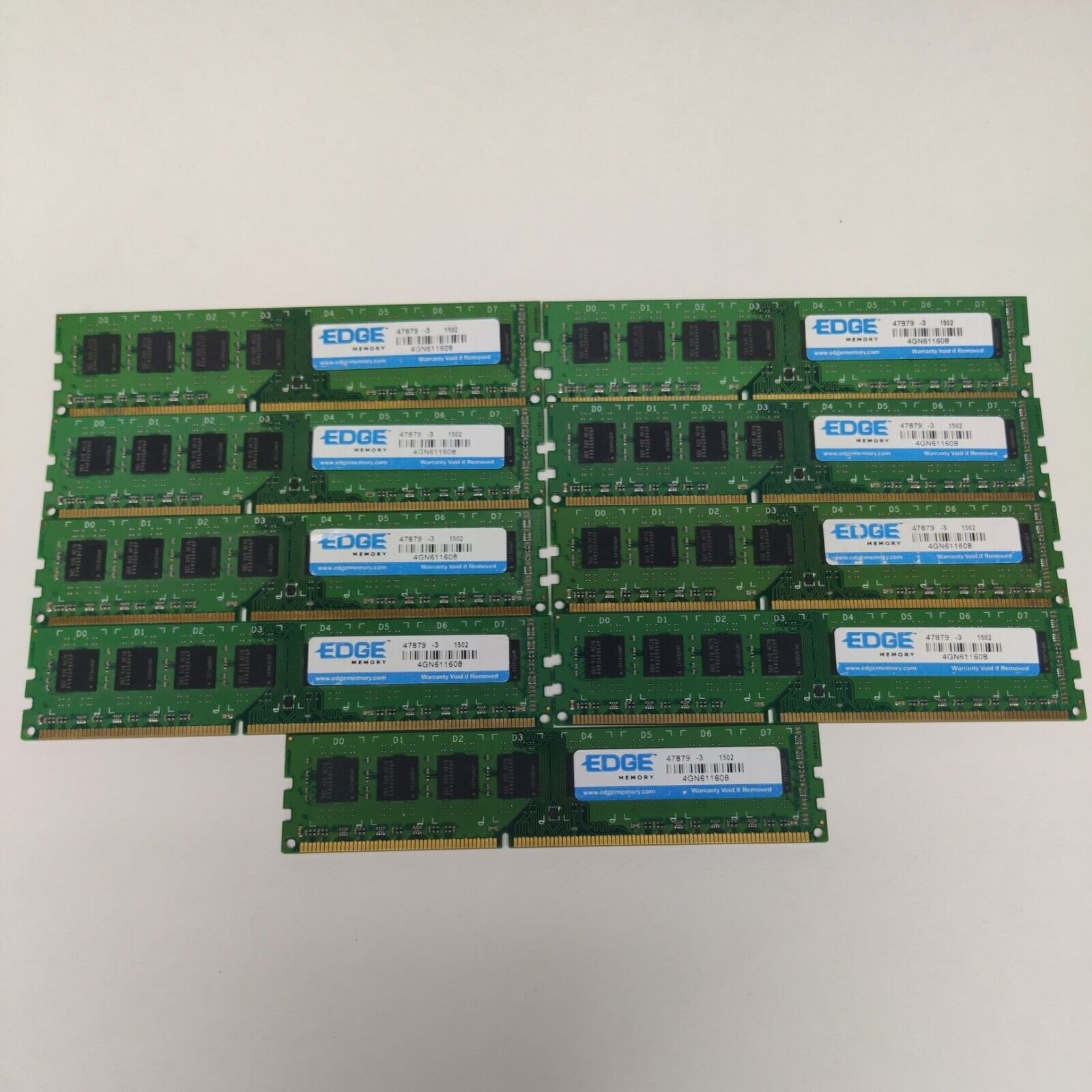 Lot of 9 sticks Edge Memory 4GB PC3-10600 DDR3 1333 DIMM Desktop SDRAM 4GN611608