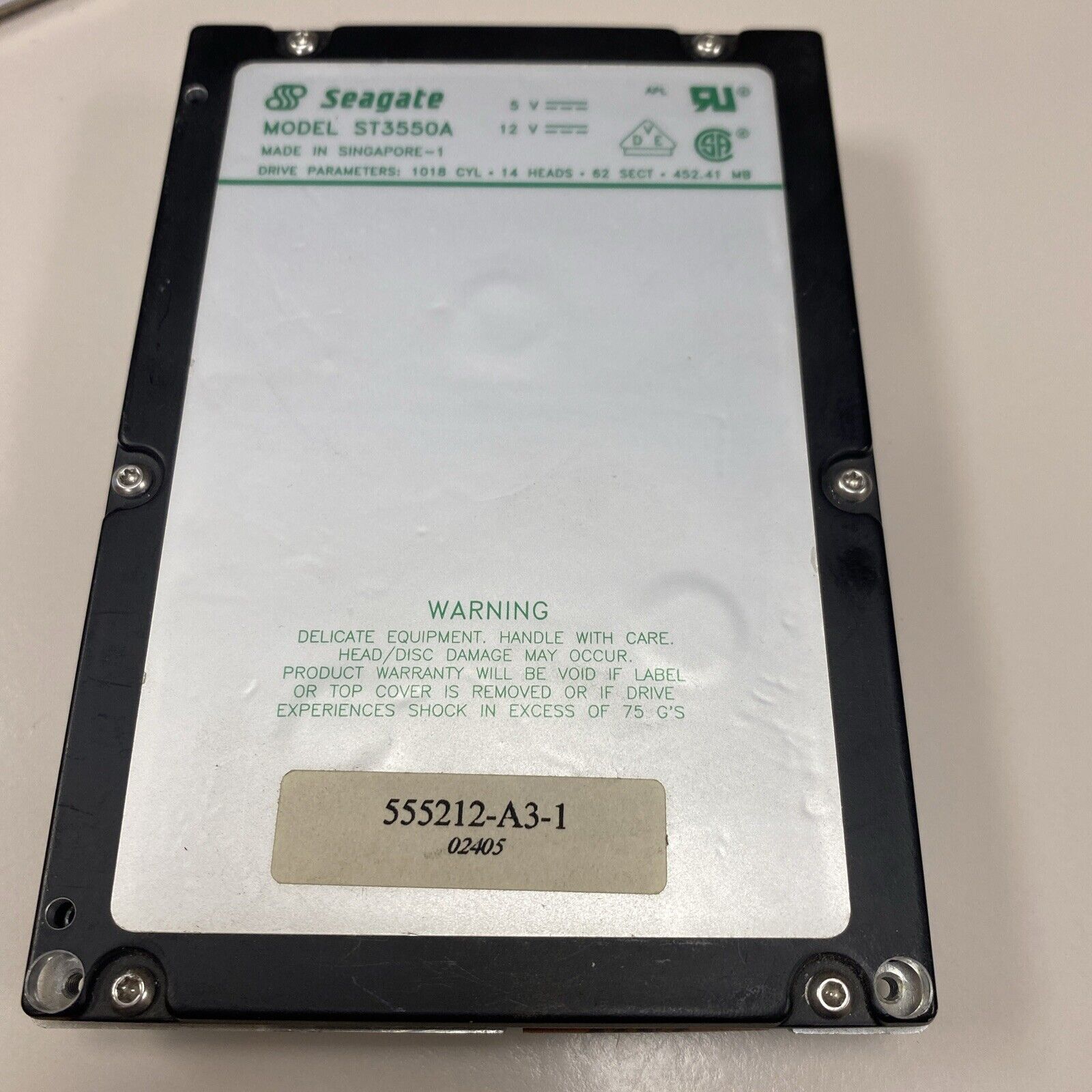 Vintage Seagate ST3550A 452.1 MB