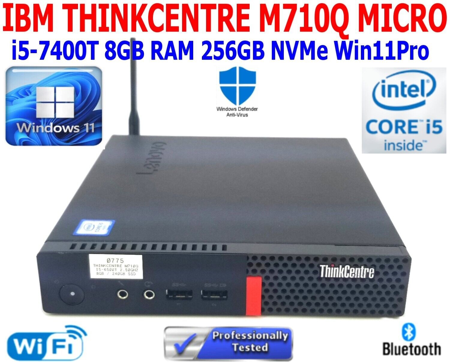 IBM LENOVO THINKCENTRE M710Q 8GB RAM 256GB NVMe I5-6500T MICRO WIN 11 PRO MINI