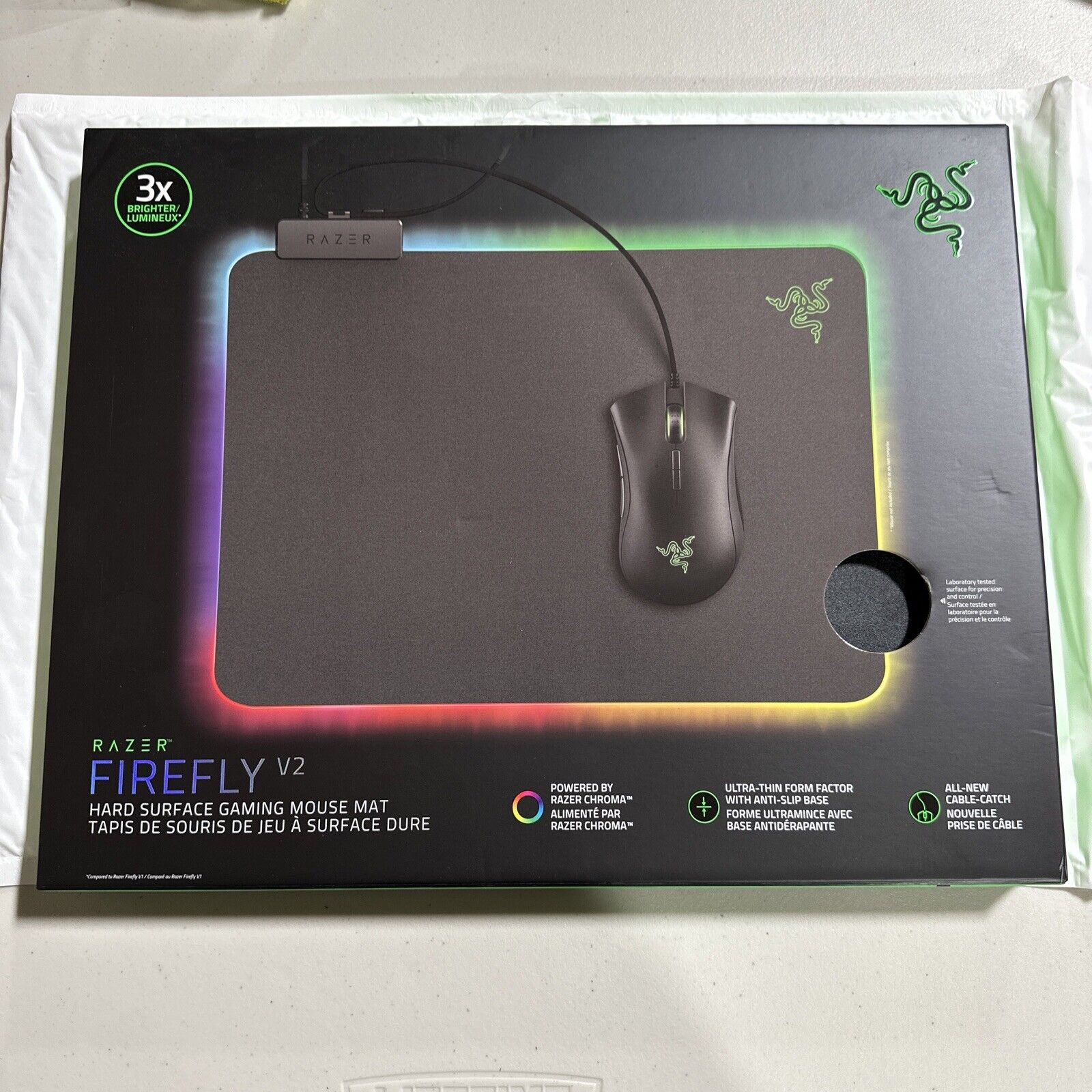 Razer Firefly V2 - Hard Surface Gaming Mouse Mat with Chroma - Brand New