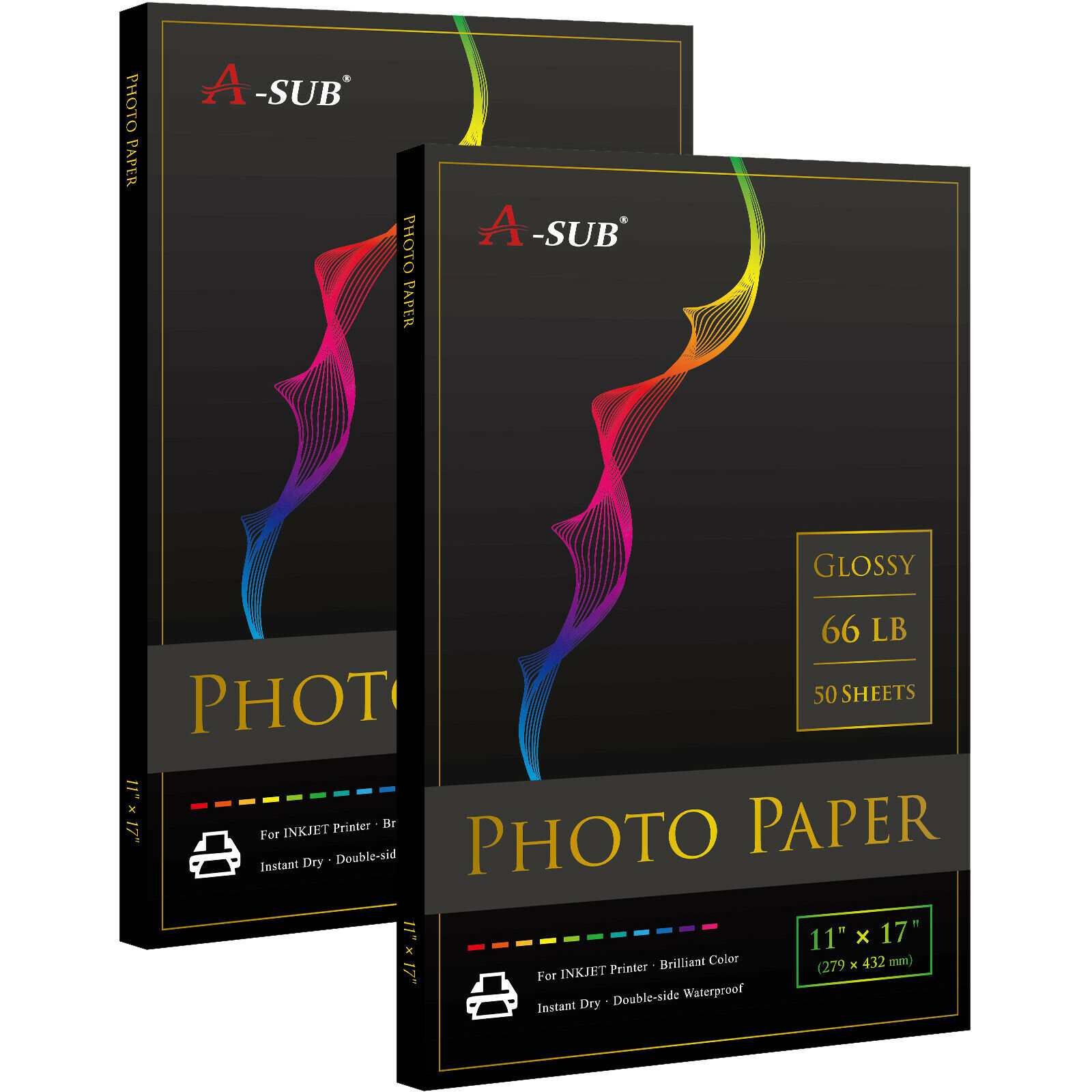 100 Sheet A-SUB Photo Paper 11x17 Glossy 66lb 250g RC Inkjet Photo Printer Paper
