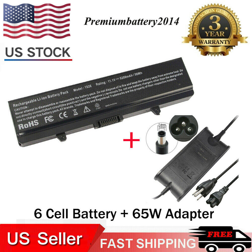 BATTERY + CHARGER for Dell Inspiron 1525 1526 1440 1545 1546 1750 GW240 X284G