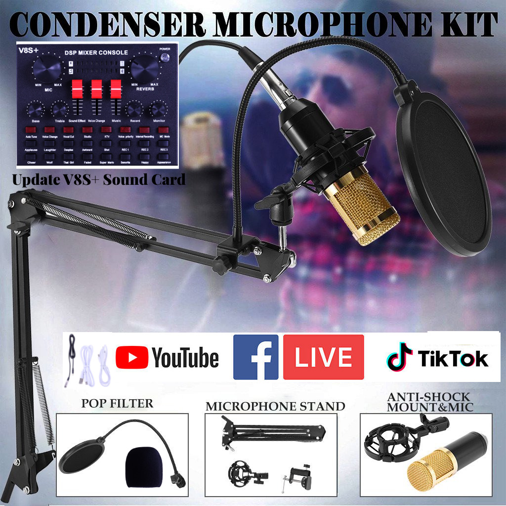 Studio Recording Kit Podcast Music Mixer Equipment Home Condenser Microphone Set