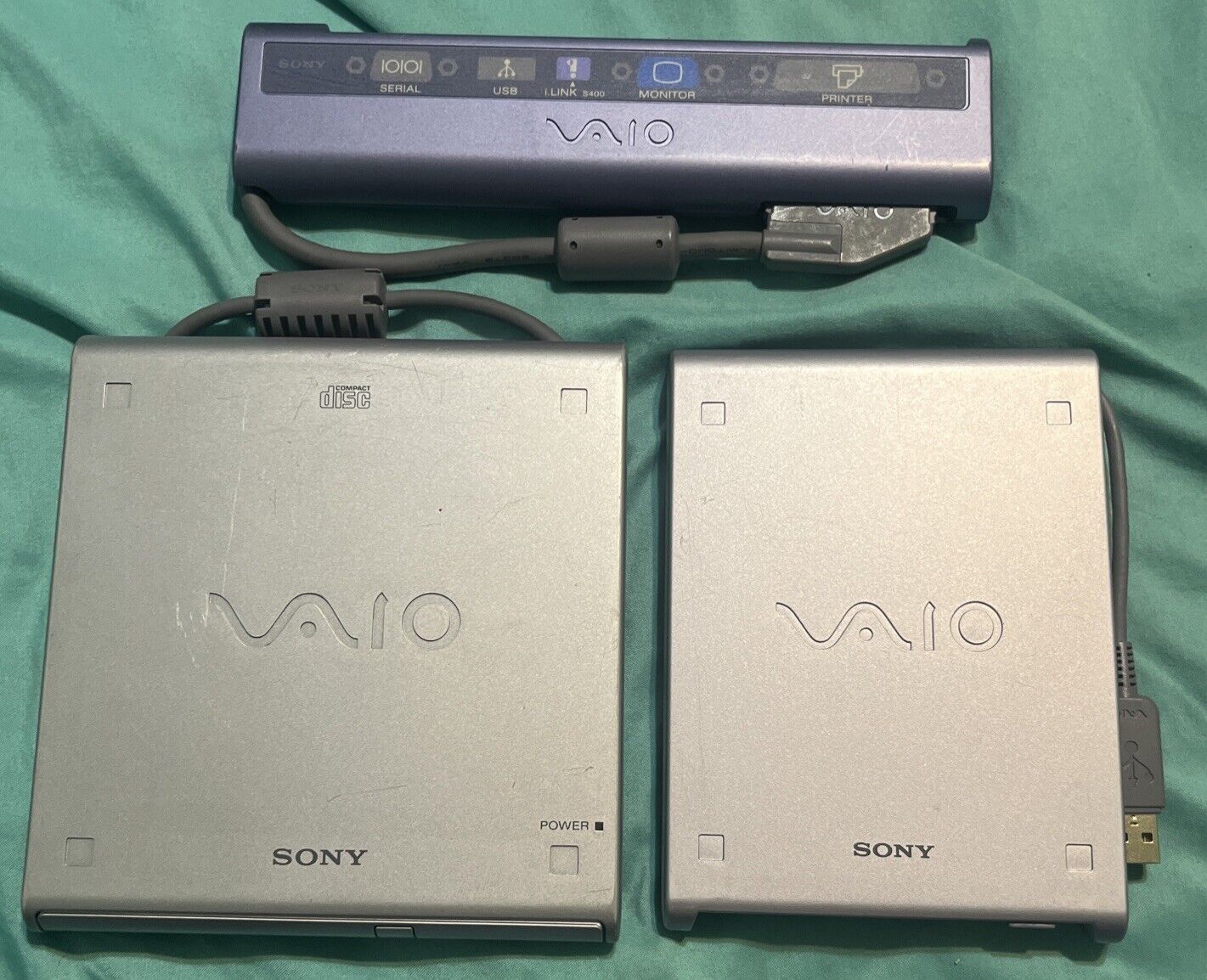 Sony Vaio 3 Piece Accessories Lot CD-Rom Drive PCGA-CD51, 3.5 Drive PCGA-FD5 EUC
