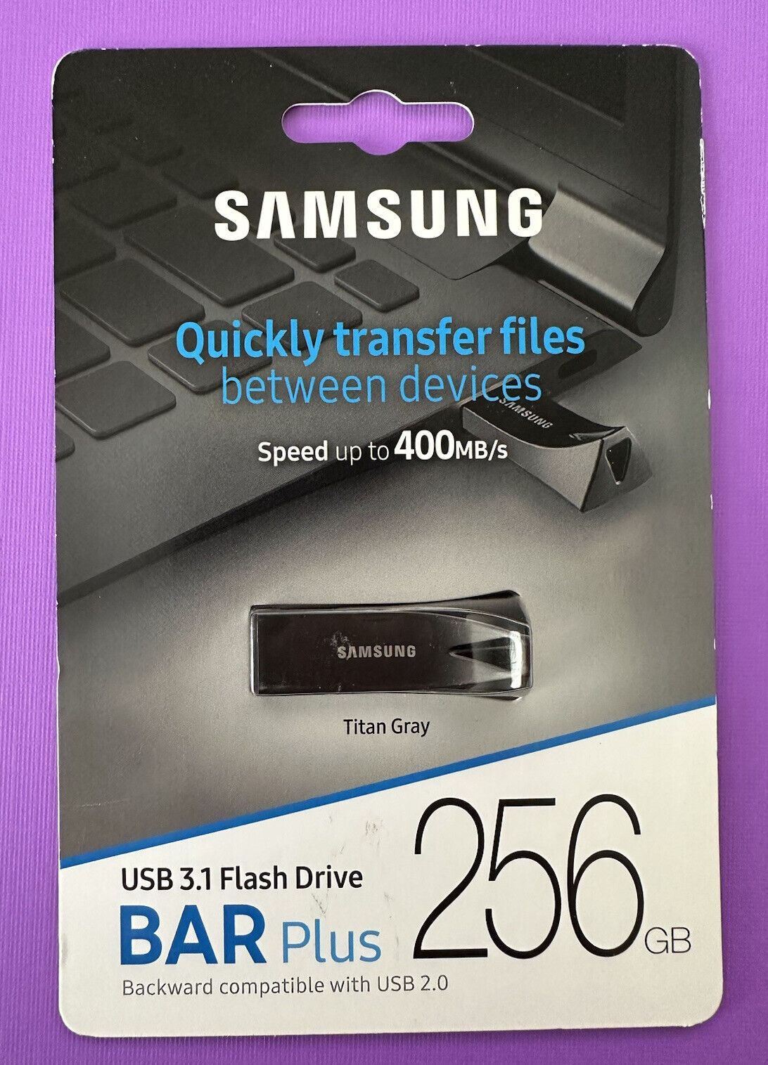 SAMSUNG BAR Plus 256GB USB 3.1 Flash Drive 400MB/s Titan Gray MUF-256BE4/AM OEM